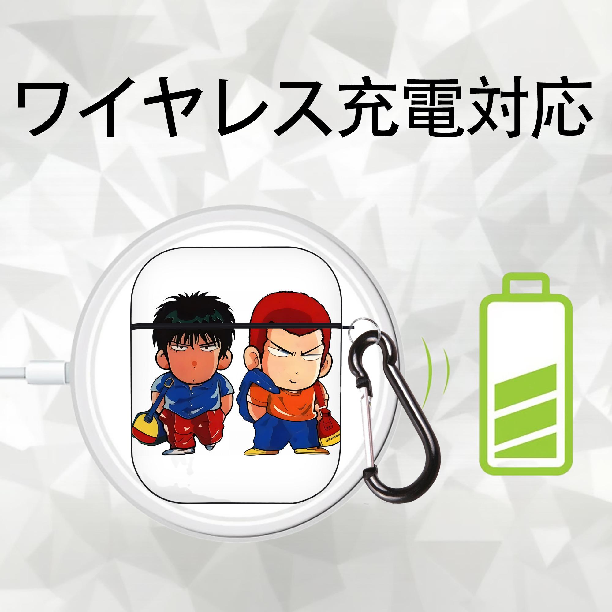 SLAM DUNK／スラムダンク AirPods 第2世代保護ケース ハードシェル ブラック 耐衝撃・防指紋・カラビナ付き