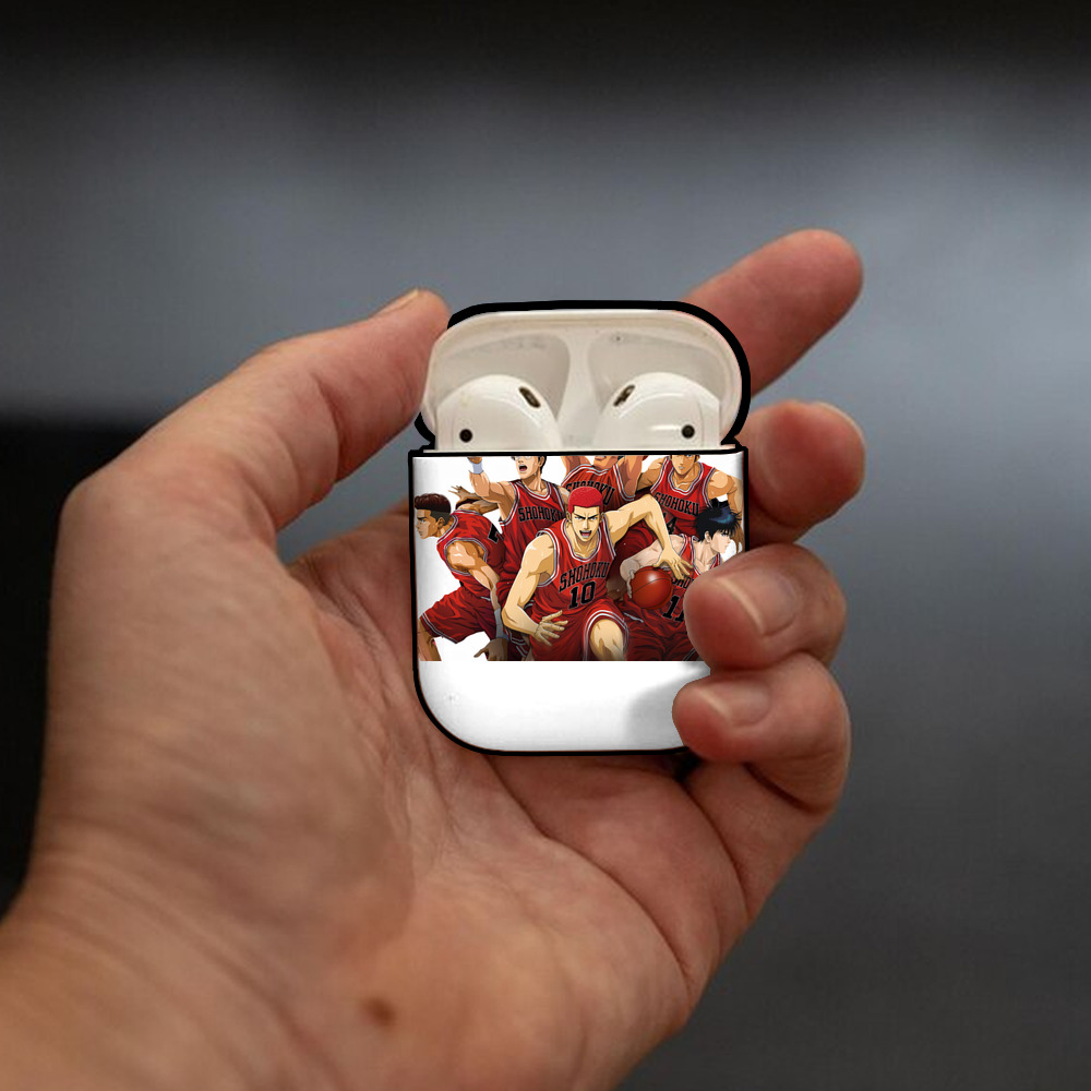 SLAM DUNK／スラムダンク AirPods 第2世代保護ケース ハードシェル ブラック 耐衝撃・防指紋・カラビナ付き