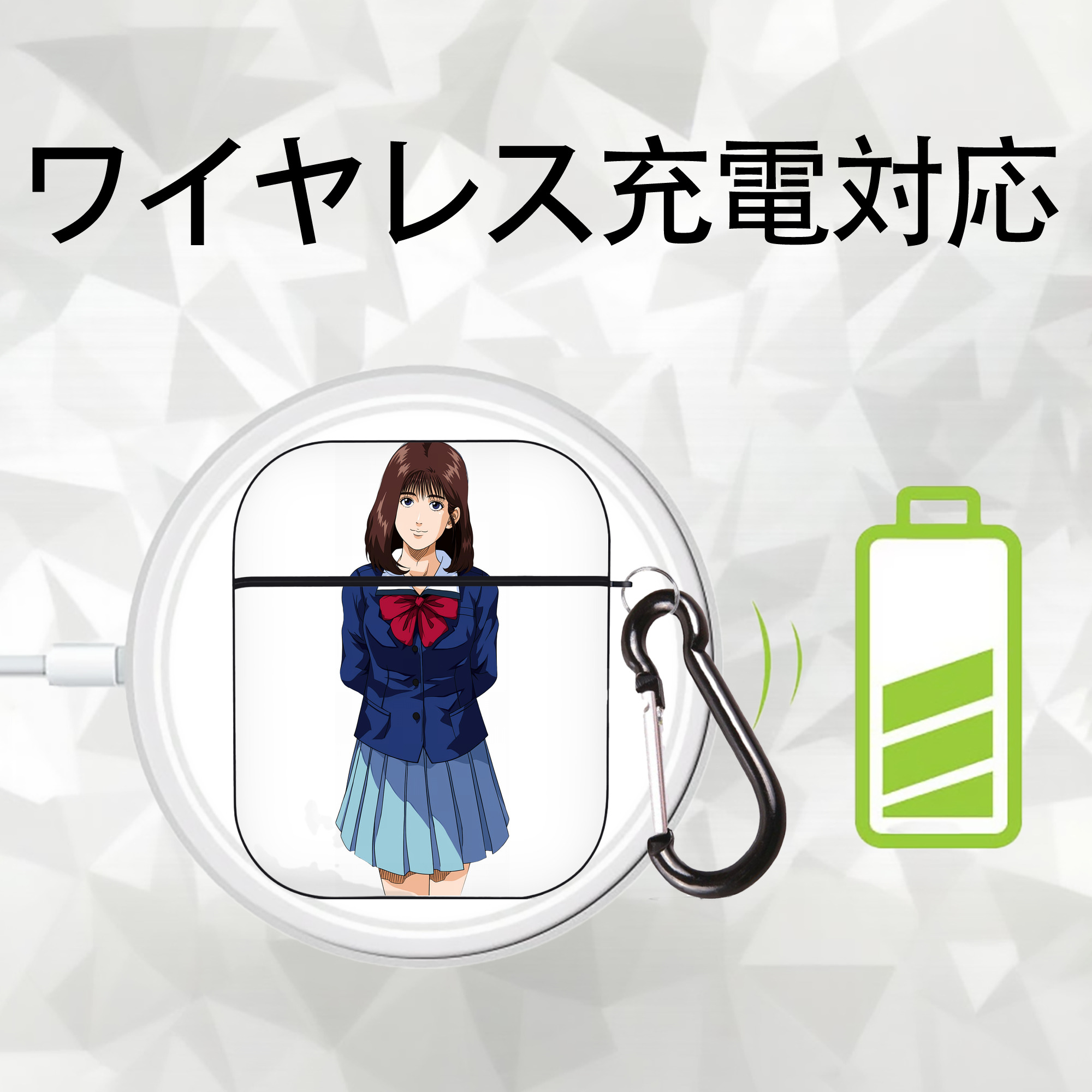 SLAM DUNK／スラムダンク AirPods 第2世代保護ケース ハードシェル ブラック 耐衝撃・防指紋・カラビナ付き