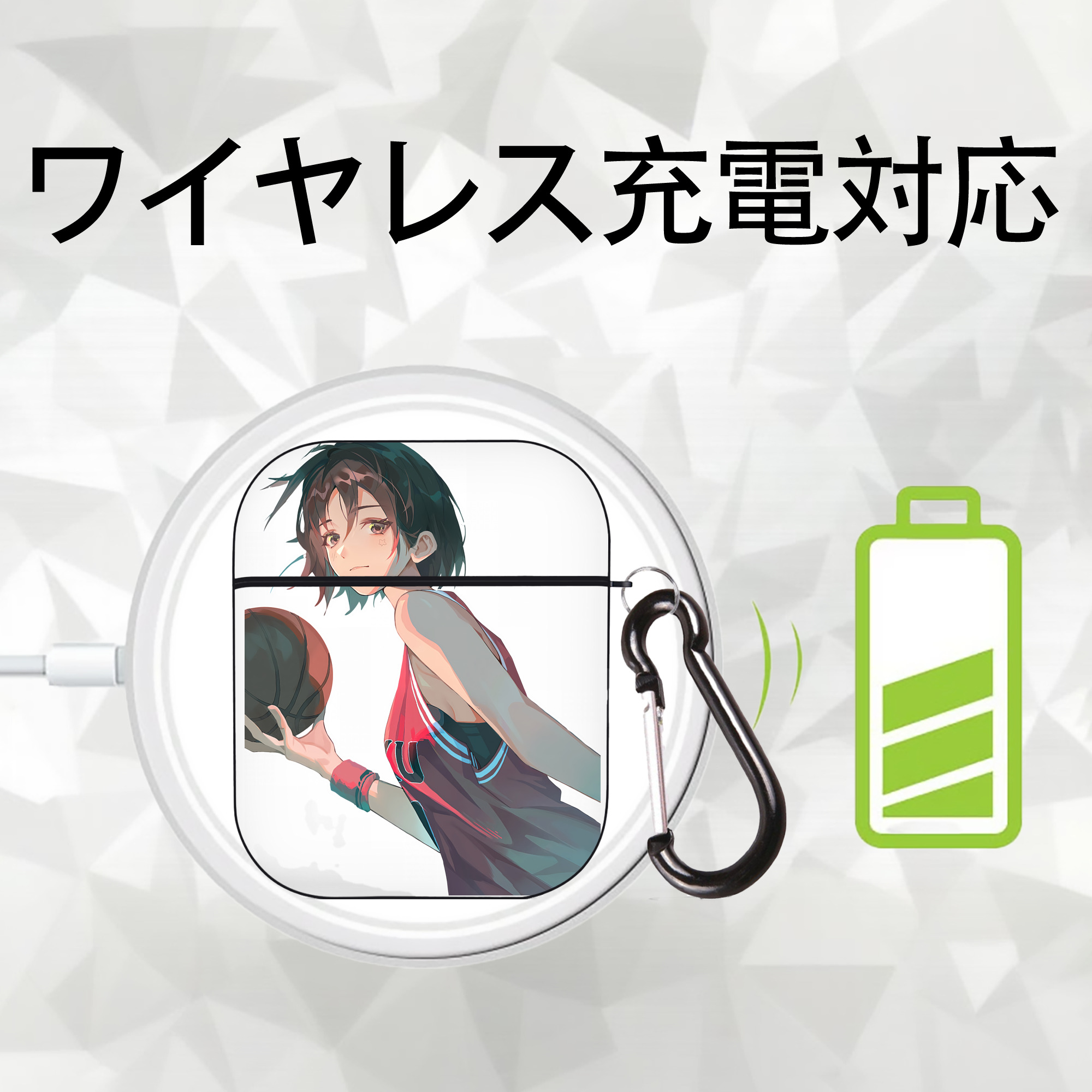 SLAM DUNK／スラムダンク AirPods 第2世代保護ケース ハードシェル ブラック 耐衝撃・防指紋・カラビナ付き