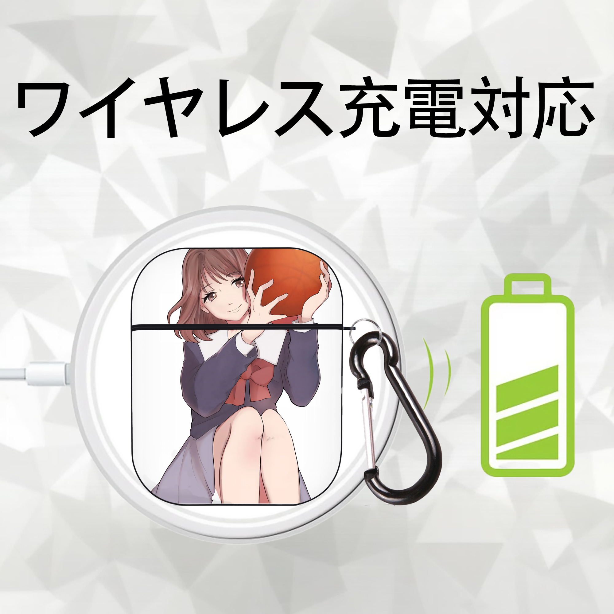SLAM DUNK／スラムダンク AirPods 第2世代保護ケース ハードシェル ブラック 耐衝撃・防指紋・カラビナ付き
