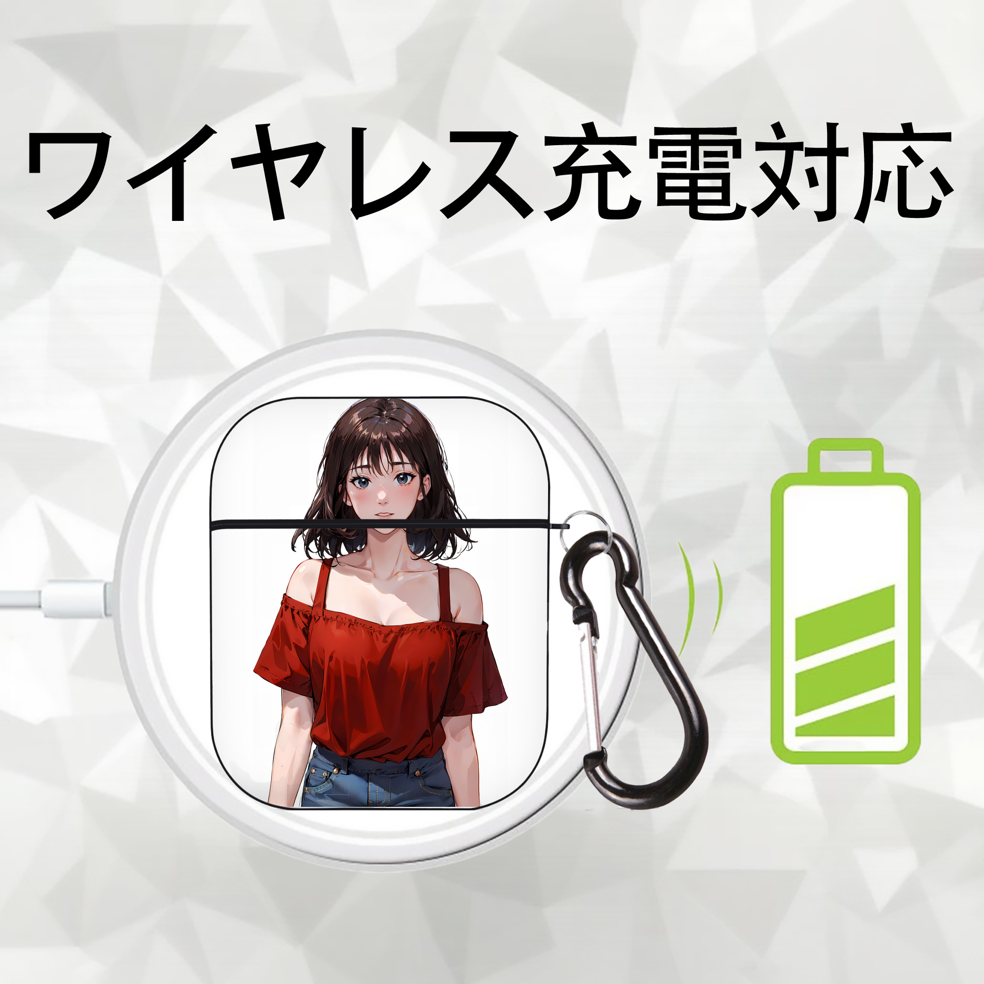 SLAM DUNK／スラムダンク AirPods 第2世代保護ケース ハードシェル ブラック 耐衝撃・防指紋・カラビナ付き