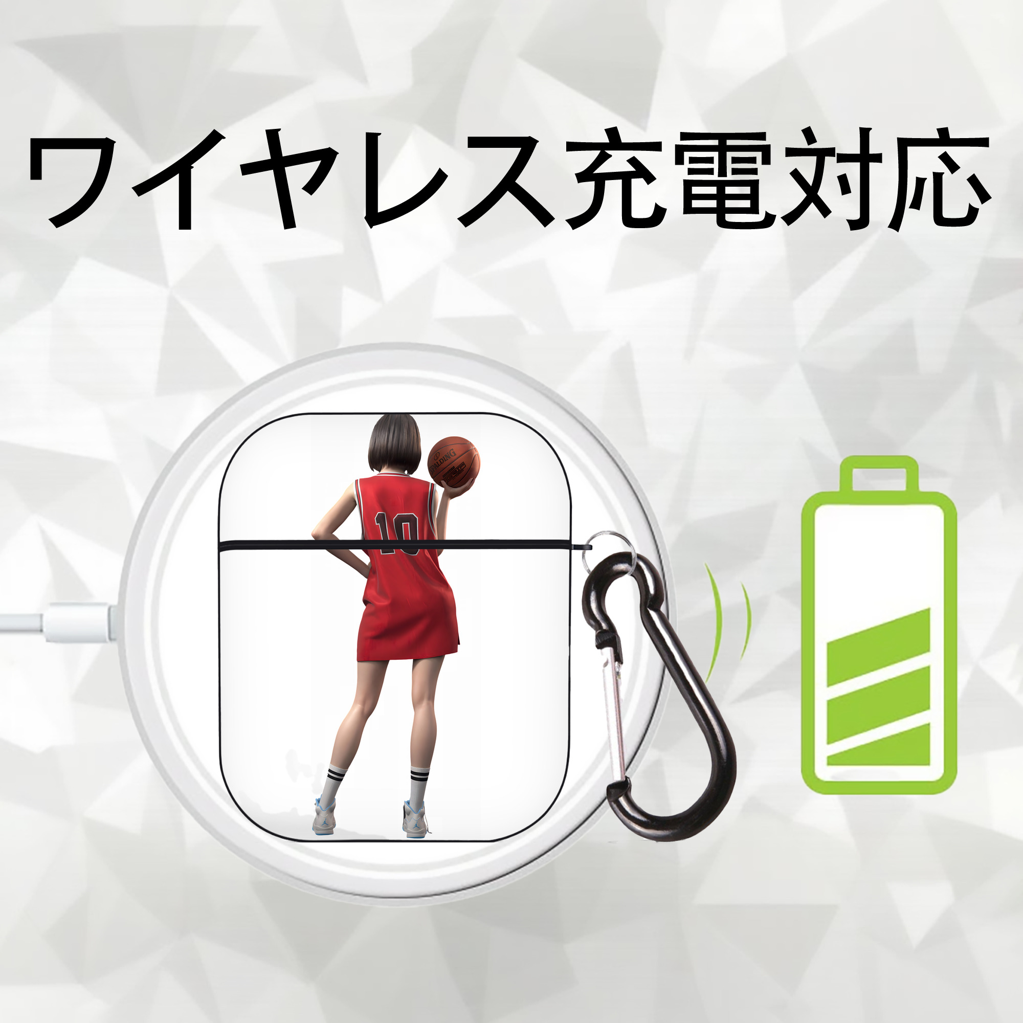 SLAM DUNK／スラムダンク AirPods 第2世代保護ケース ハードシェル ブラック 耐衝撃・防指紋・カラビナ付き