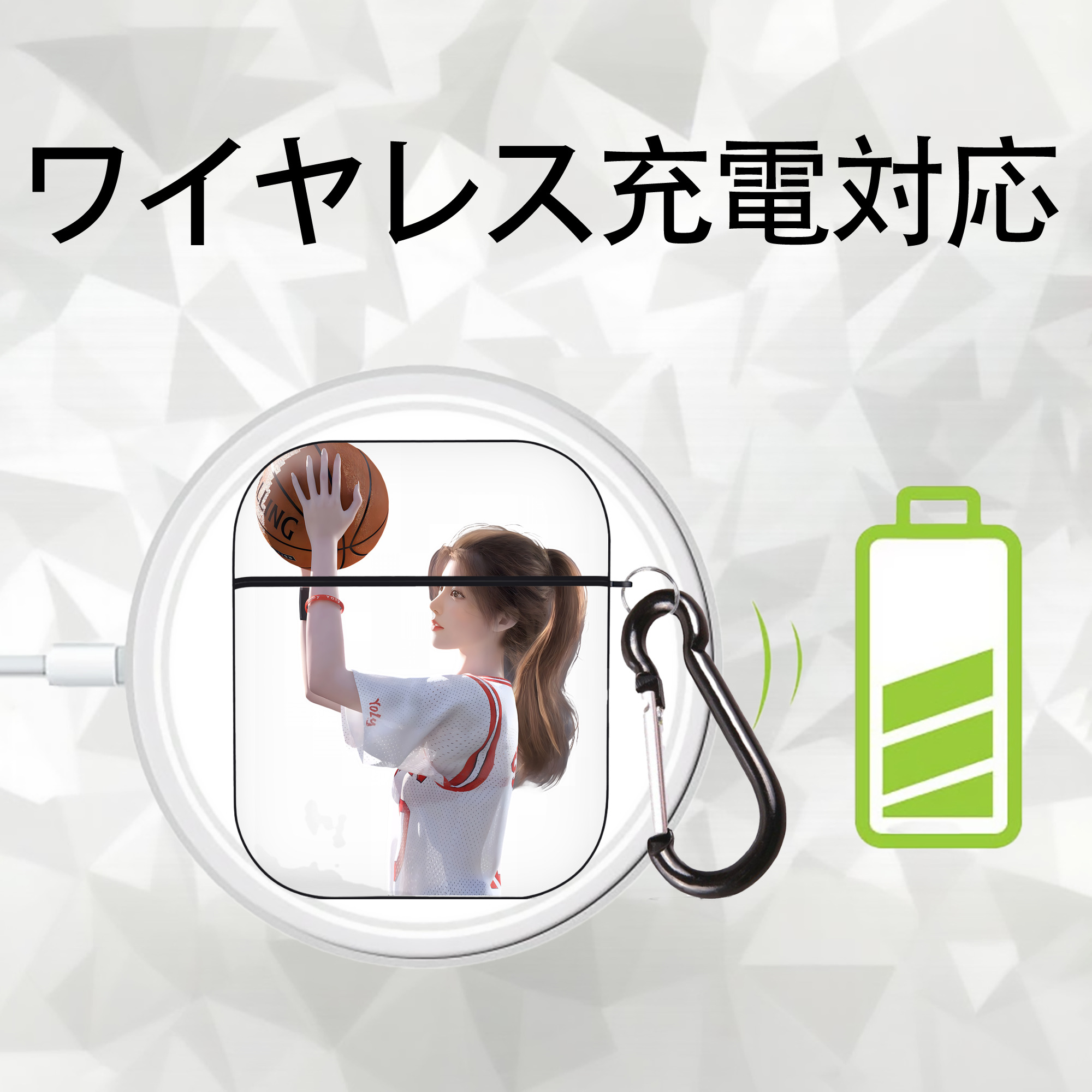 SLAM DUNK／スラムダンク AirPods 第2世代保護ケース ハードシェル ブラック 耐衝撃・防指紋・カラビナ付き