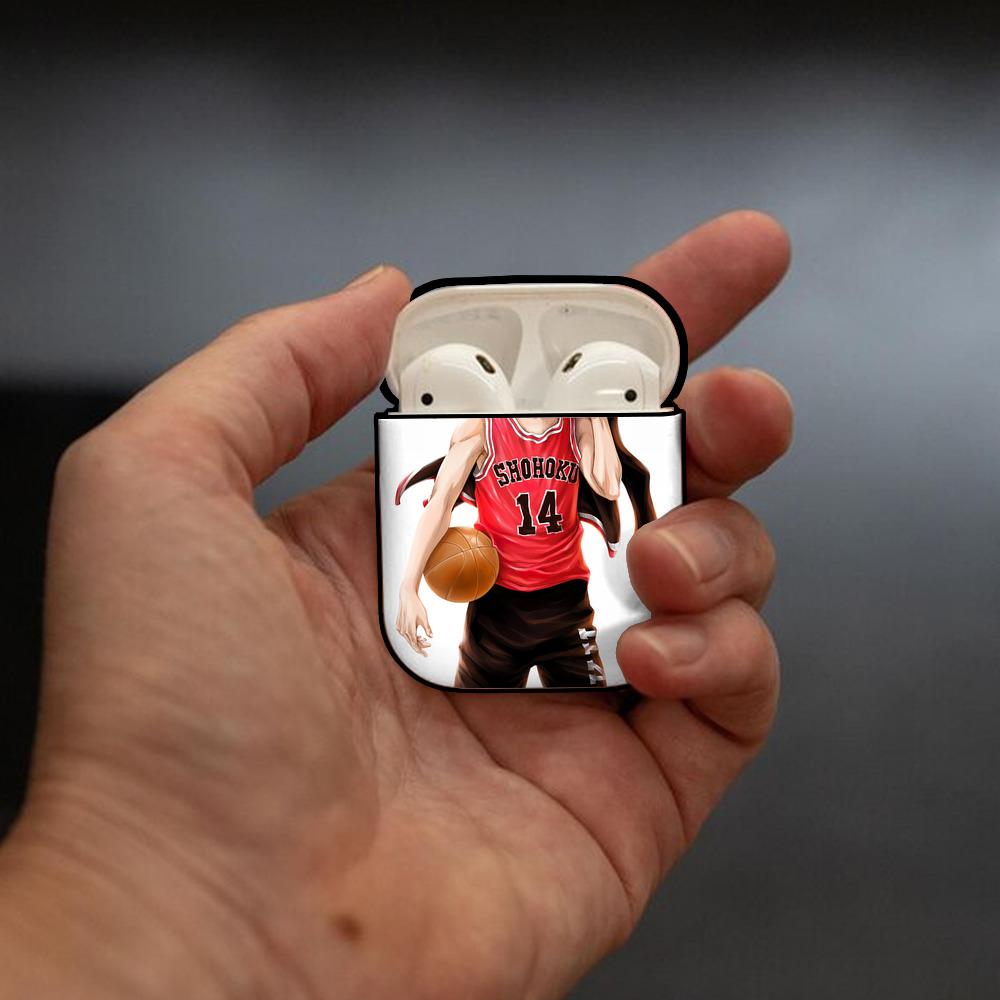 SLAM DUNK／スラムダンク AirPods 第2世代保護ケース ハードシェル ブラック 耐衝撃・防指紋・カラビナ付き