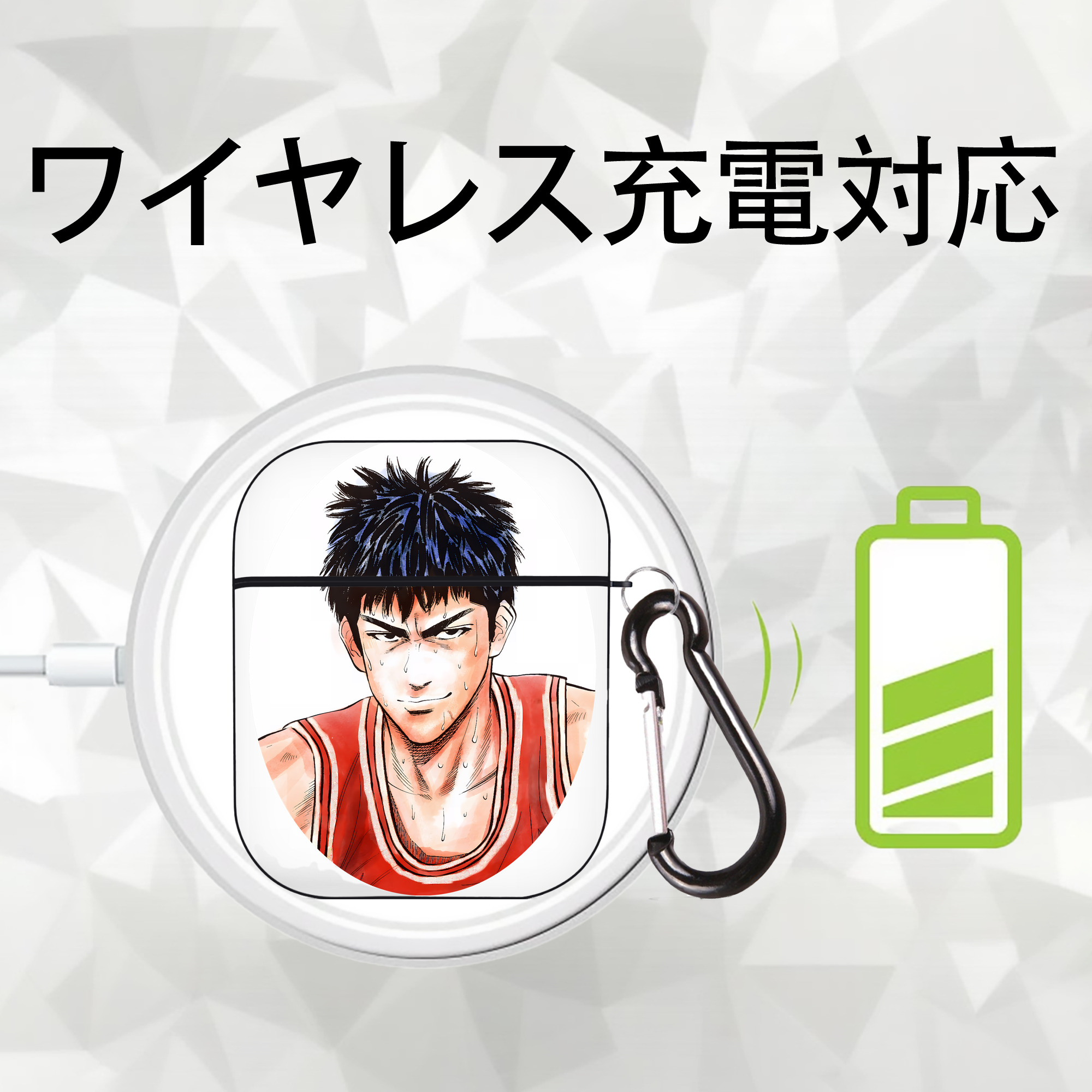 SLAM DUNK／スラムダンク AirPods 第2世代保護ケース ハードシェル ブラック 耐衝撃・防指紋・カラビナ付き