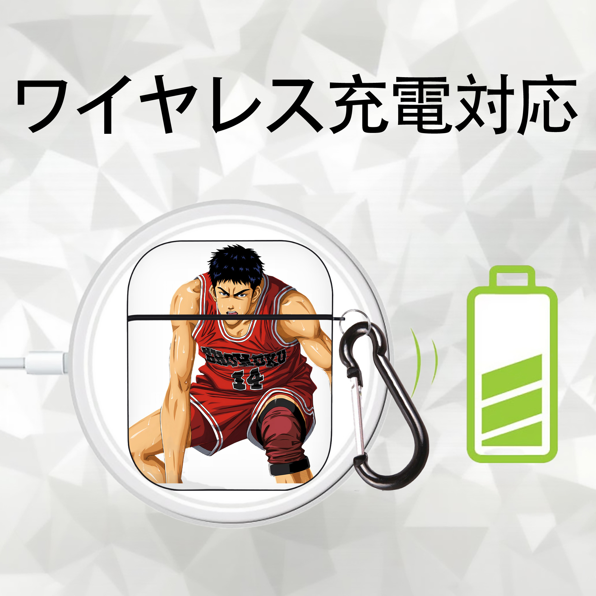 SLAM DUNK／スラムダンク AirPods 第2世代保護ケース ハードシェル ブラック 耐衝撃・防指紋・カラビナ付き