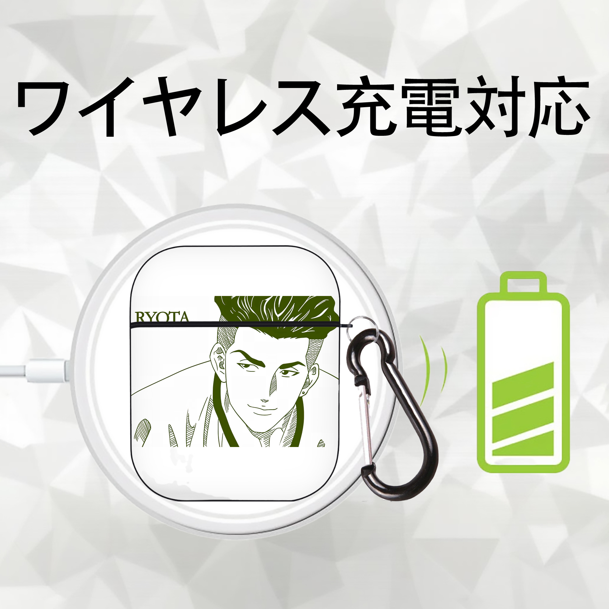 SLAM DUNK／スラムダンク AirPods 第2世代保護ケース ハードシェル ブラック 耐衝撃・防指紋・カラビナ付き