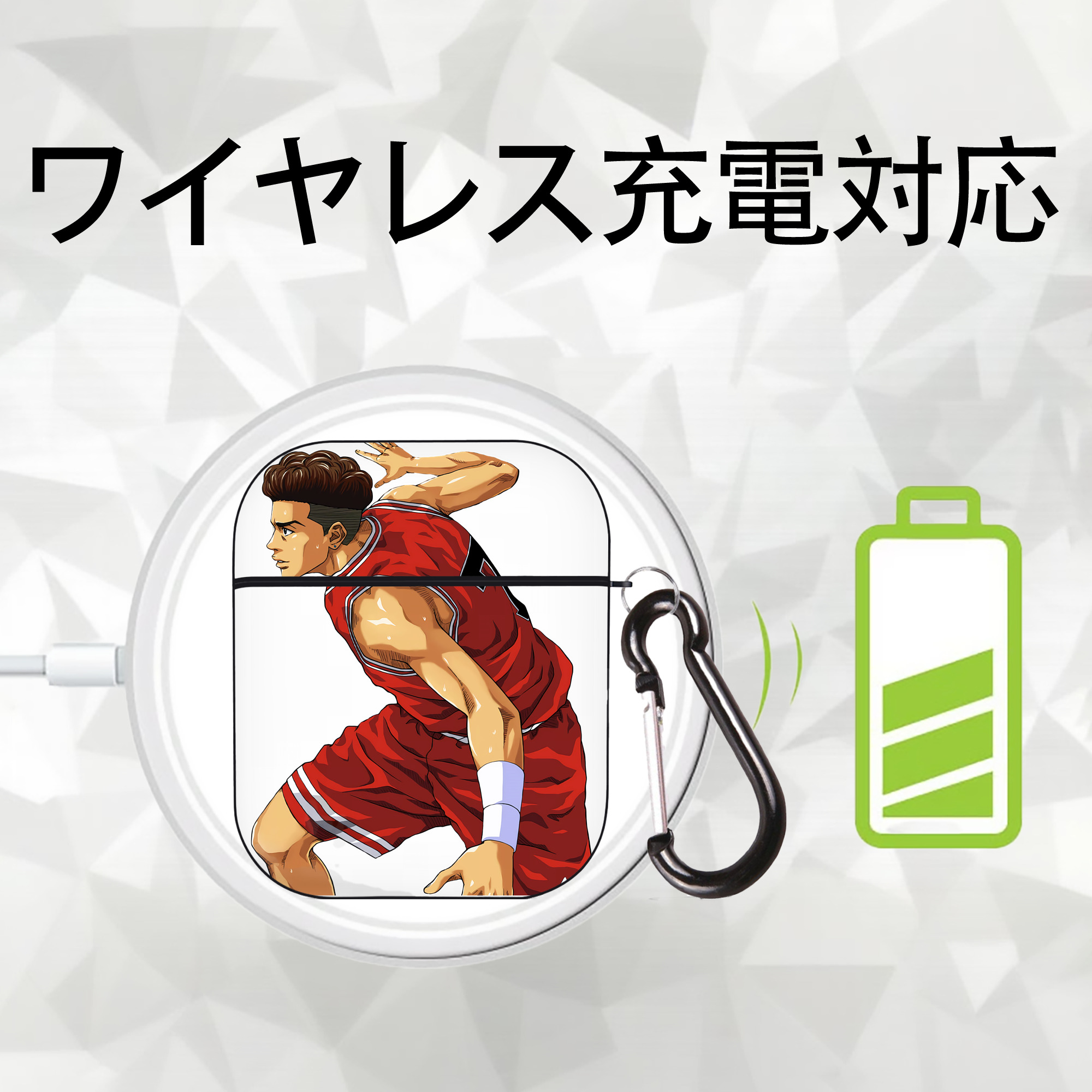 SLAM DUNK／スラムダンク AirPods 第2世代保護ケース ハードシェル ブラック 耐衝撃・防指紋・カラビナ付き
