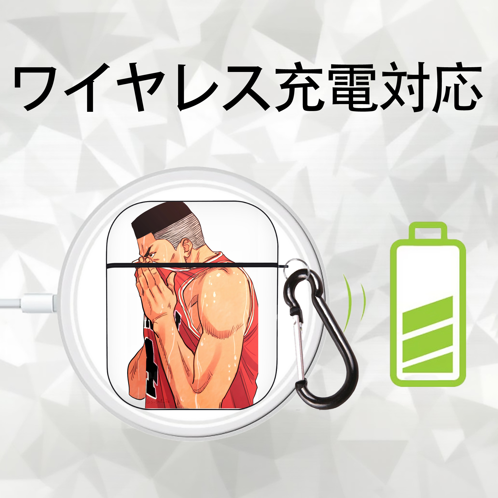 SLAM DUNK／スラムダンク AirPods 第2世代保護ケース ハードシェル ブラック 耐衝撃・防指紋・カラビナ付き