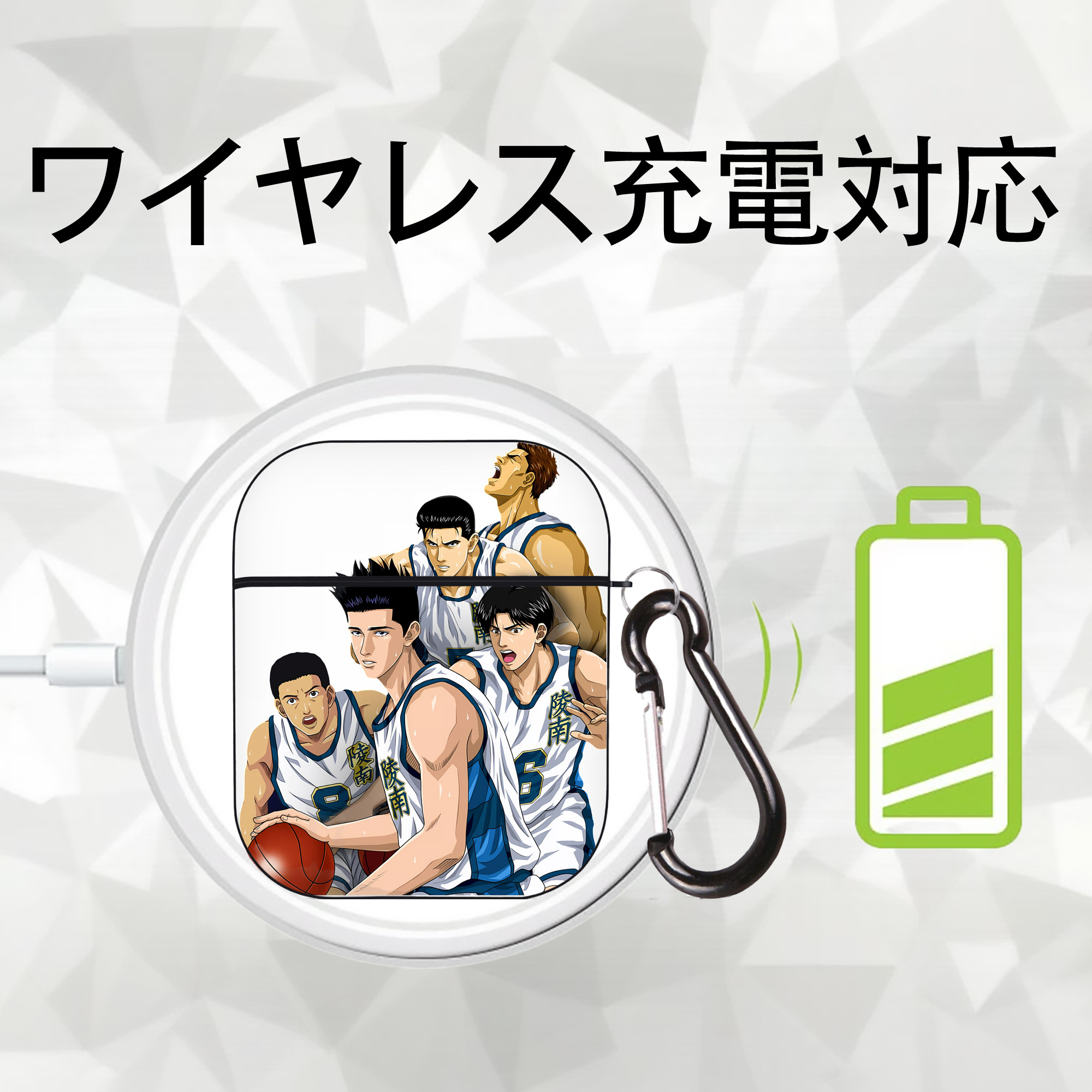 SLAM DUNK／スラムダンク AirPods 第2世代保護ケース ハードシェル ブラック 耐衝撃・防指紋・カラビナ付き