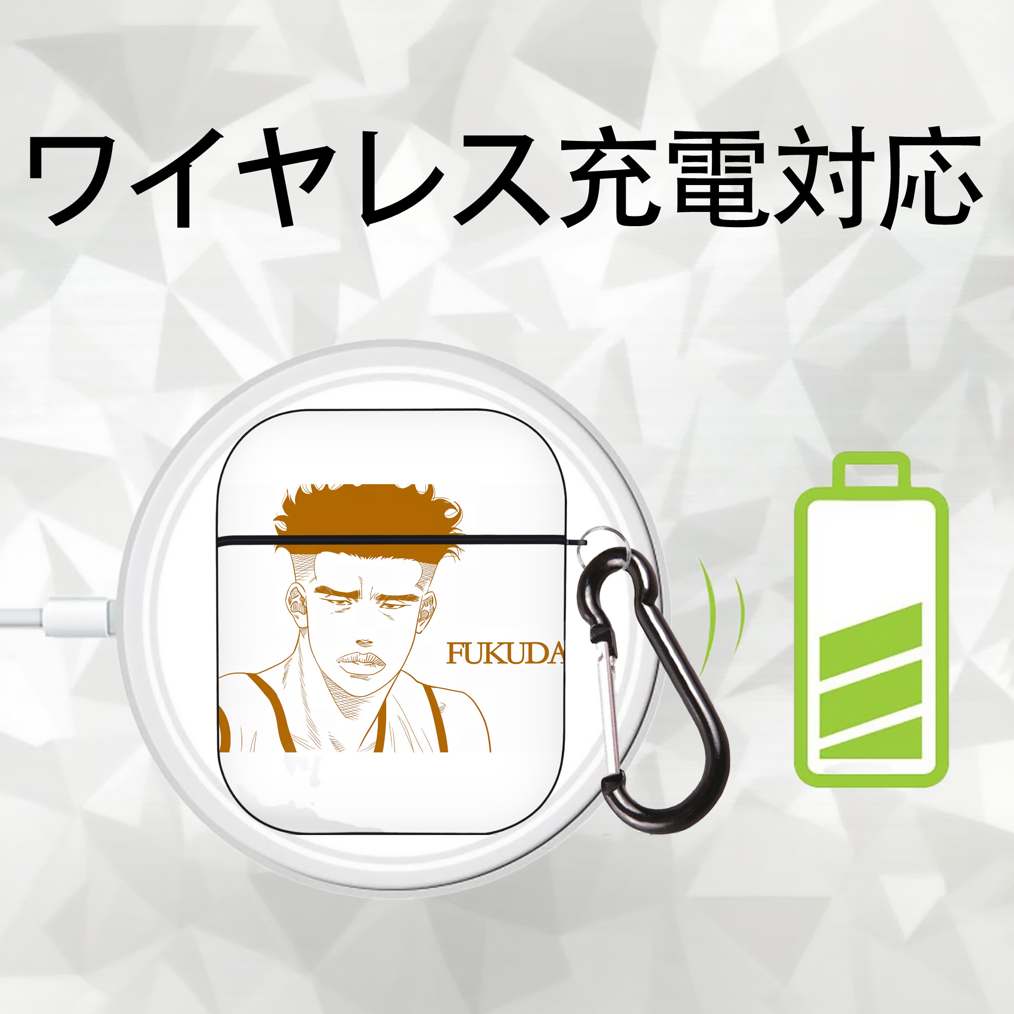 SLAM DUNK／スラムダンク AirPods 第2世代保護ケース ハードシェル ブラック 耐衝撃・防指紋・カラビナ付き