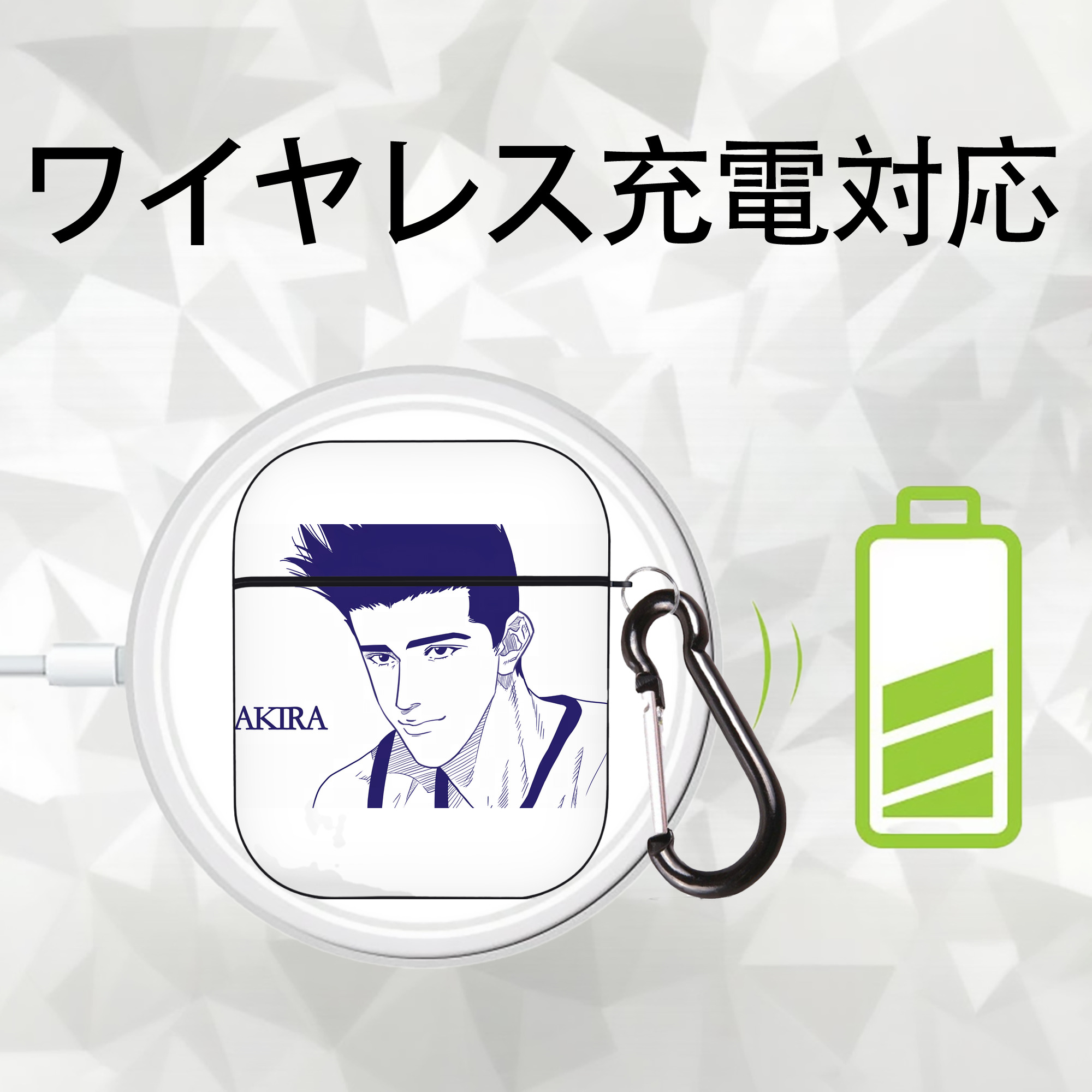 SLAM DUNK／スラムダンク AirPods 第2世代保護ケース ハードシェル ブラック 耐衝撃・防指紋・カラビナ付き