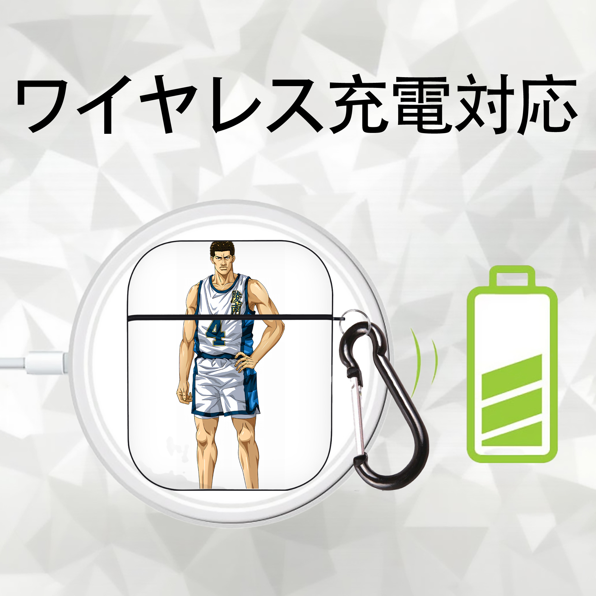 SLAM DUNK／スラムダンク AirPods 第2世代保護ケース ハードシェル ブラック 耐衝撃・防指紋・カラビナ付き
