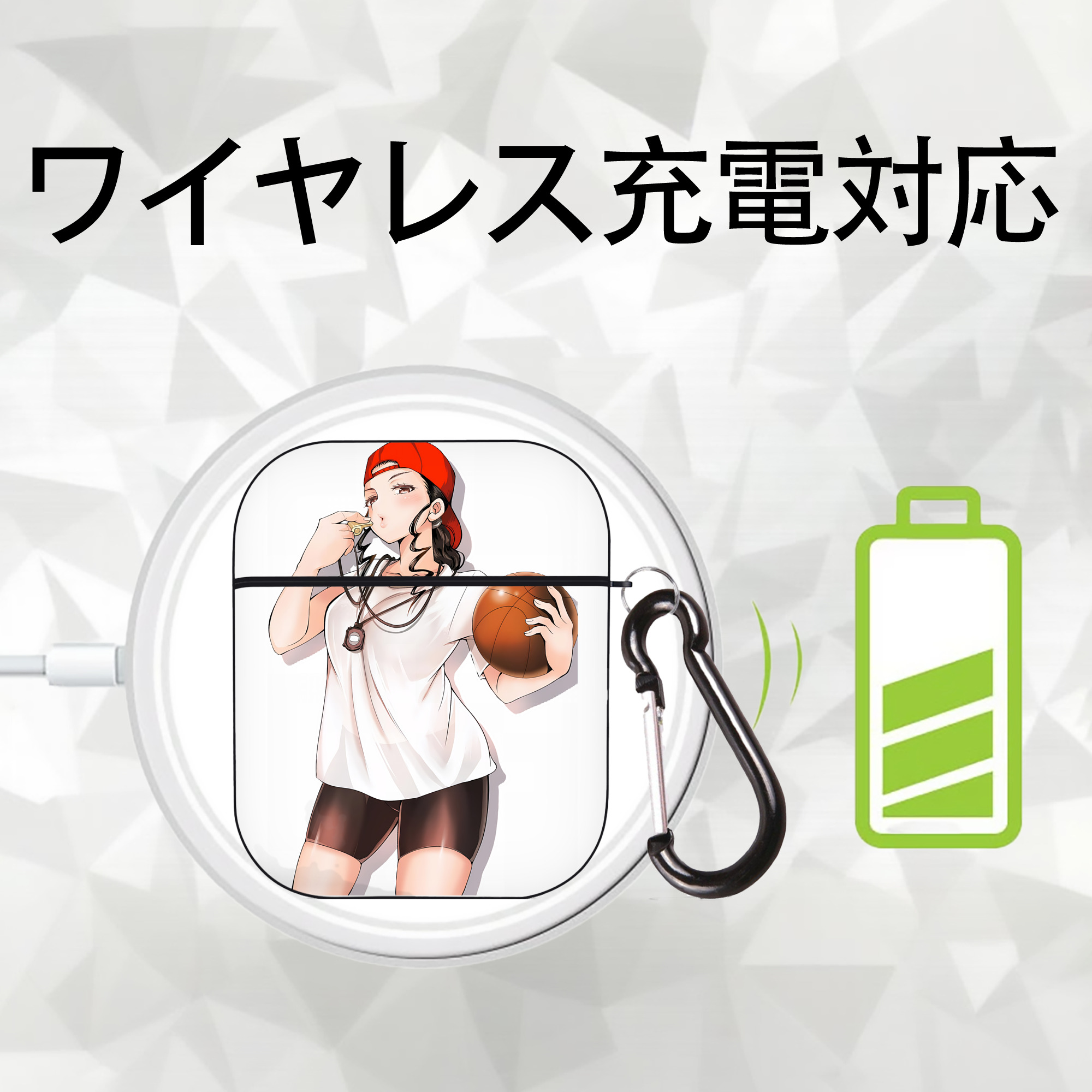 SLAM DUNK／スラムダンク AirPods 第2世代保護ケース ハードシェル ブラック 耐衝撃・防指紋・カラビナ付き
