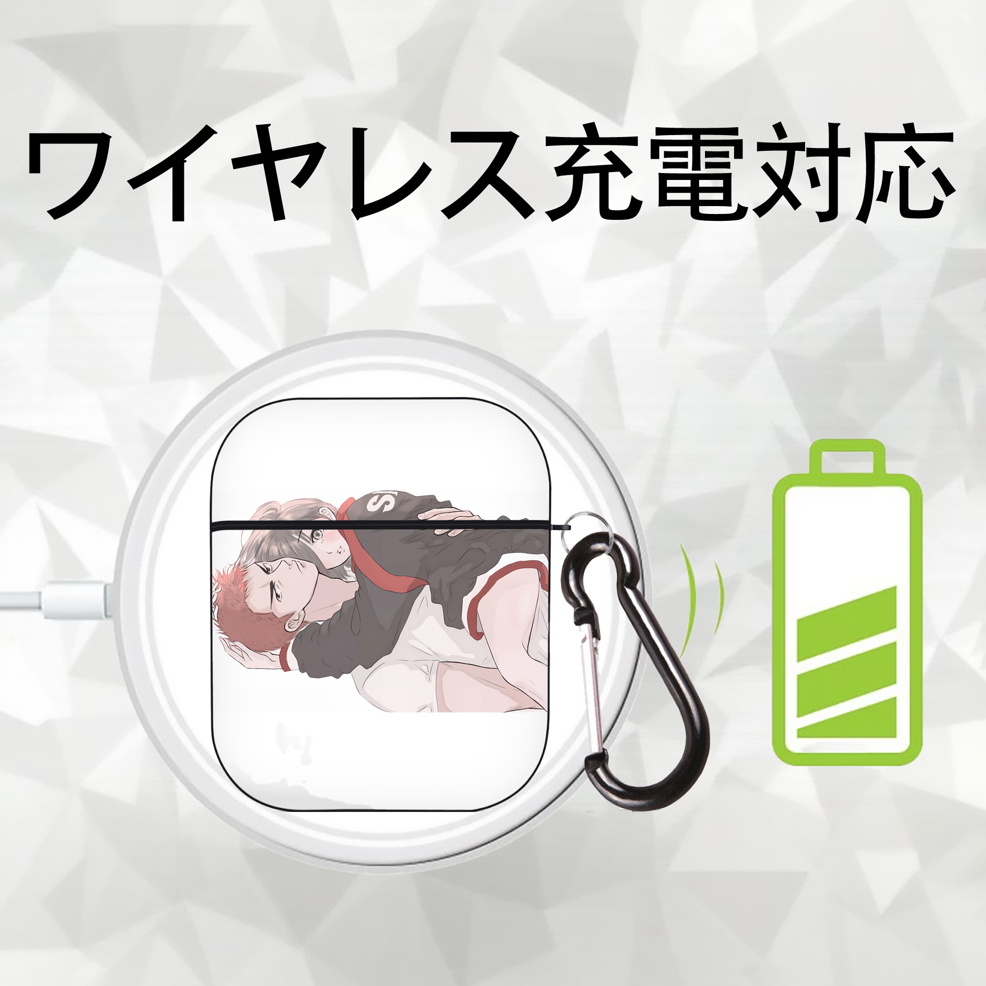 SLAM DUNK／スラムダンク AirPods 第2世代保護ケース ハードシェル ブラック 耐衝撃・防指紋・カラビナ付き