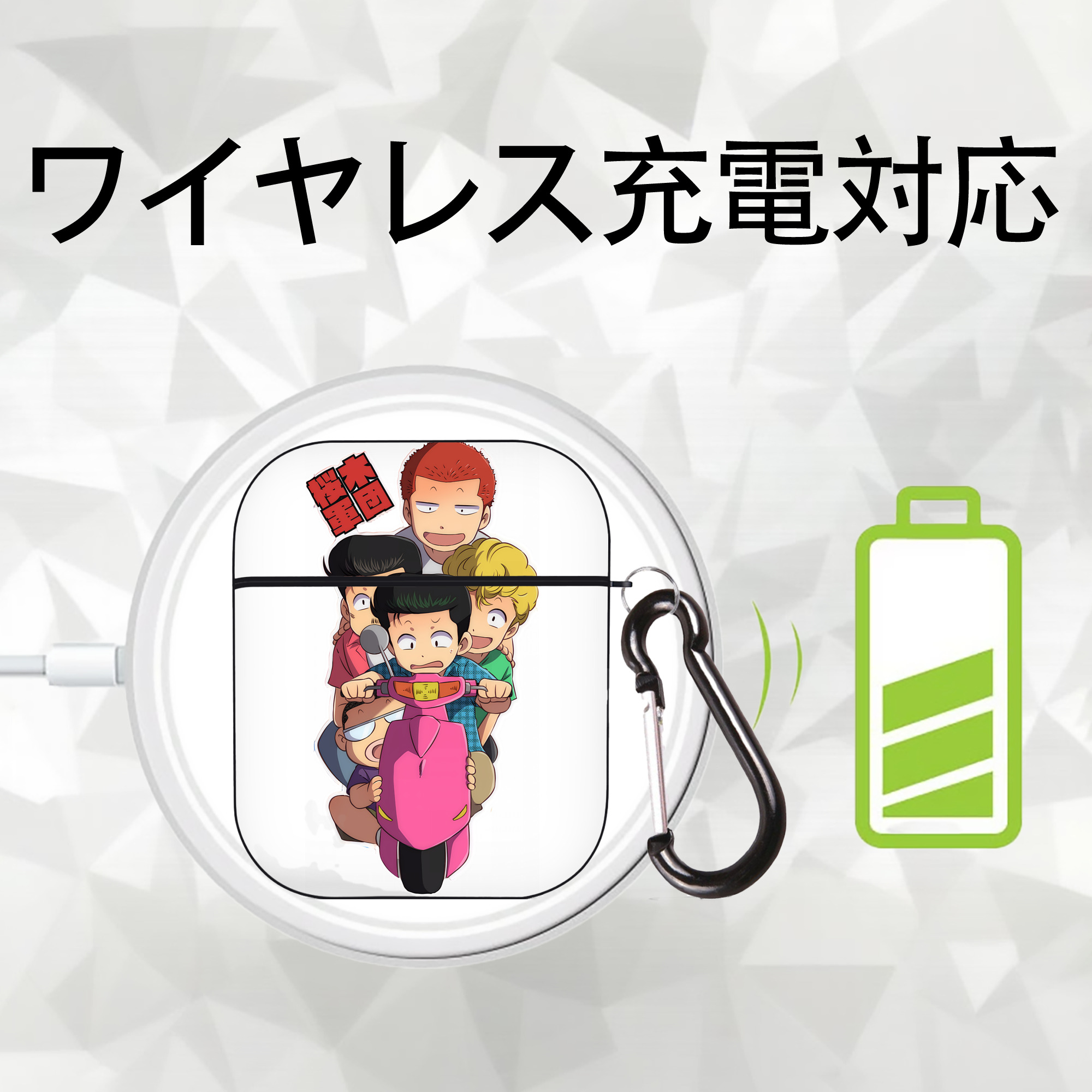 SLAM DUNK／スラムダンク AirPods 第2世代保護ケース ハードシェル ブラック 耐衝撃・防指紋・カラビナ付き