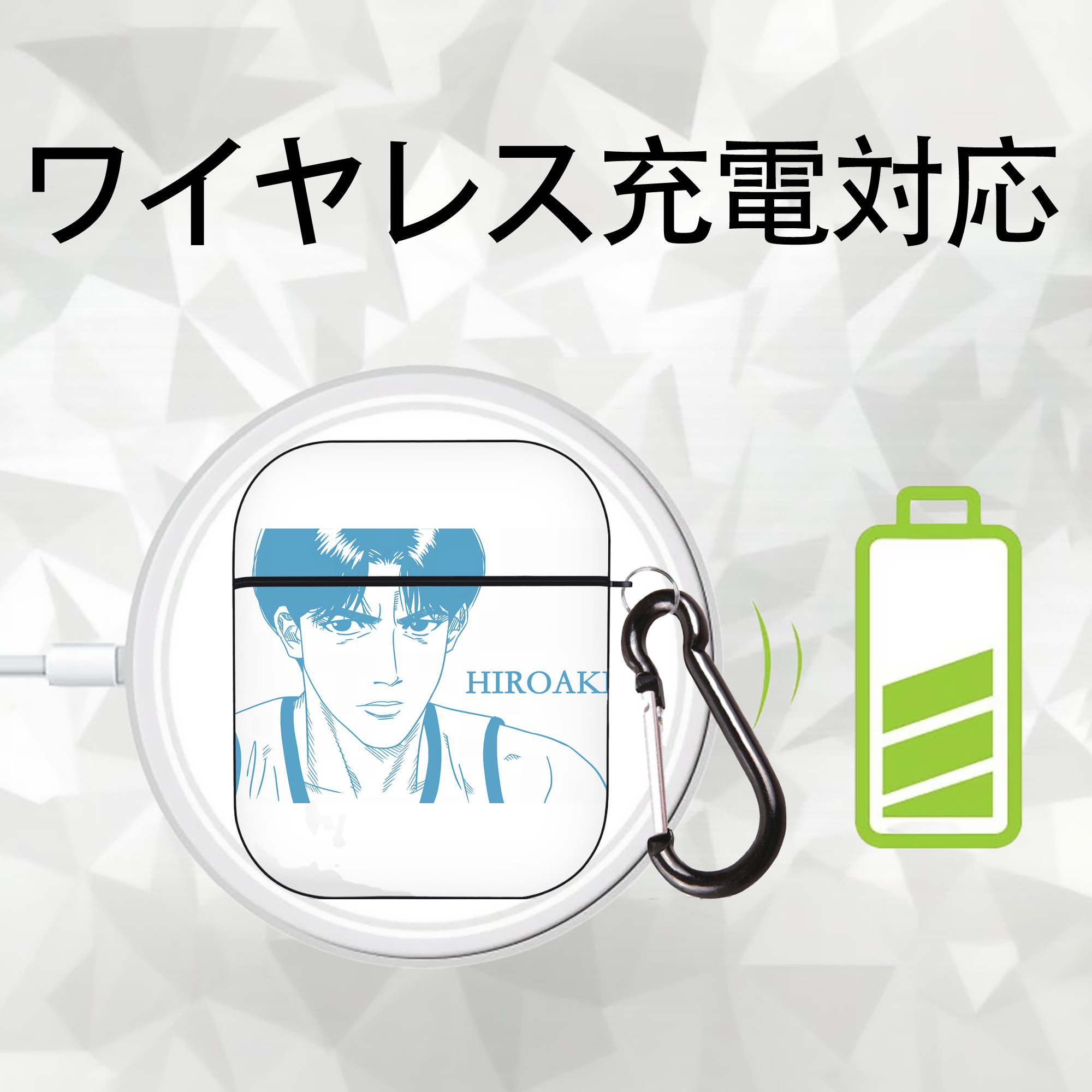 SLAM DUNK／スラムダンク AirPods 第2世代保護ケース ハードシェル ブラック 耐衝撃・防指紋・カラビナ付き