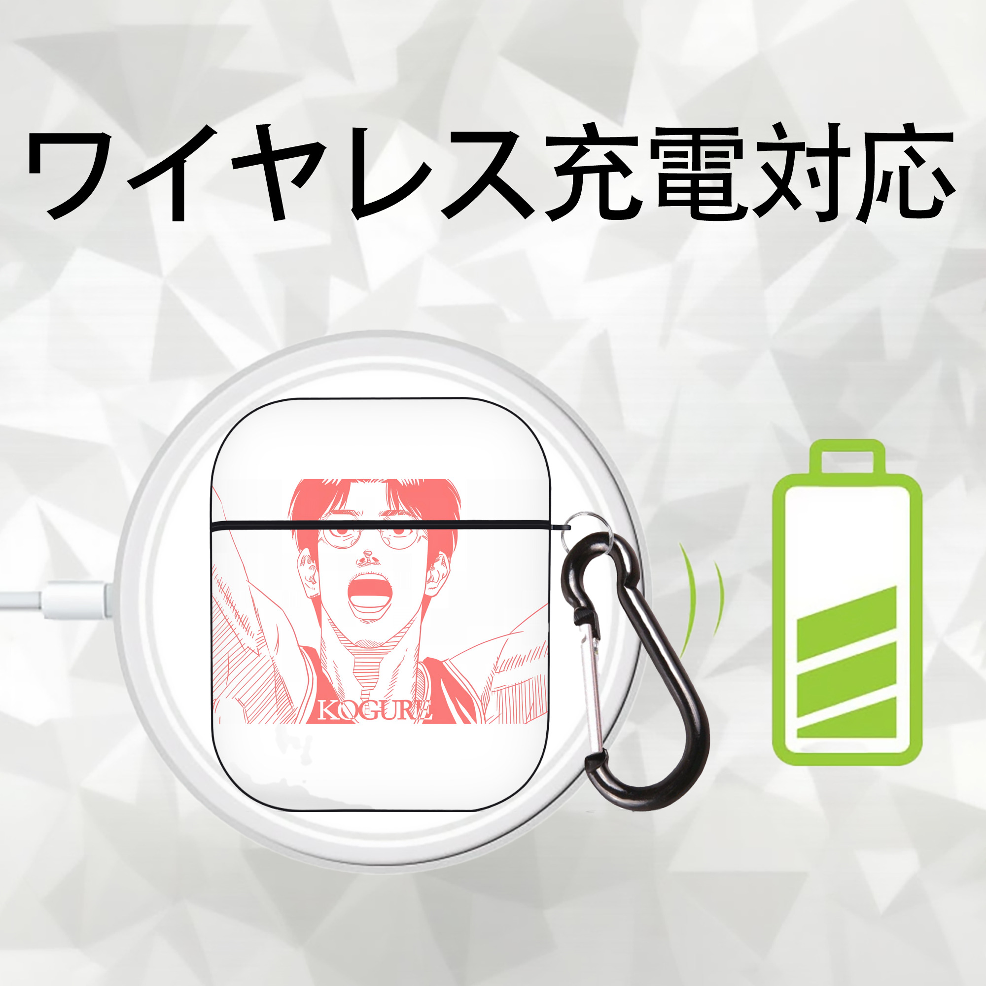 SLAM DUNK／スラムダンク AirPods 第2世代保護ケース ハードシェル ブラック 耐衝撃・防指紋・カラビナ付き