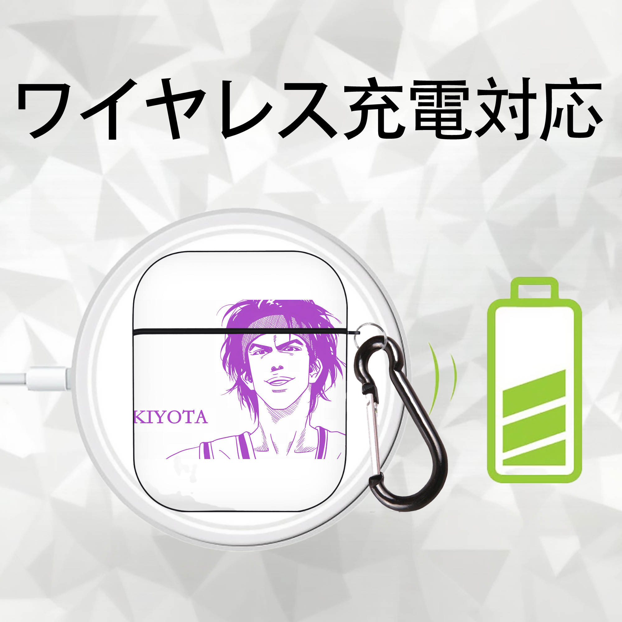 SLAM DUNK／スラムダンク AirPods 第2世代保護ケース ハードシェル ブラック 耐衝撃・防指紋・カラビナ付き
