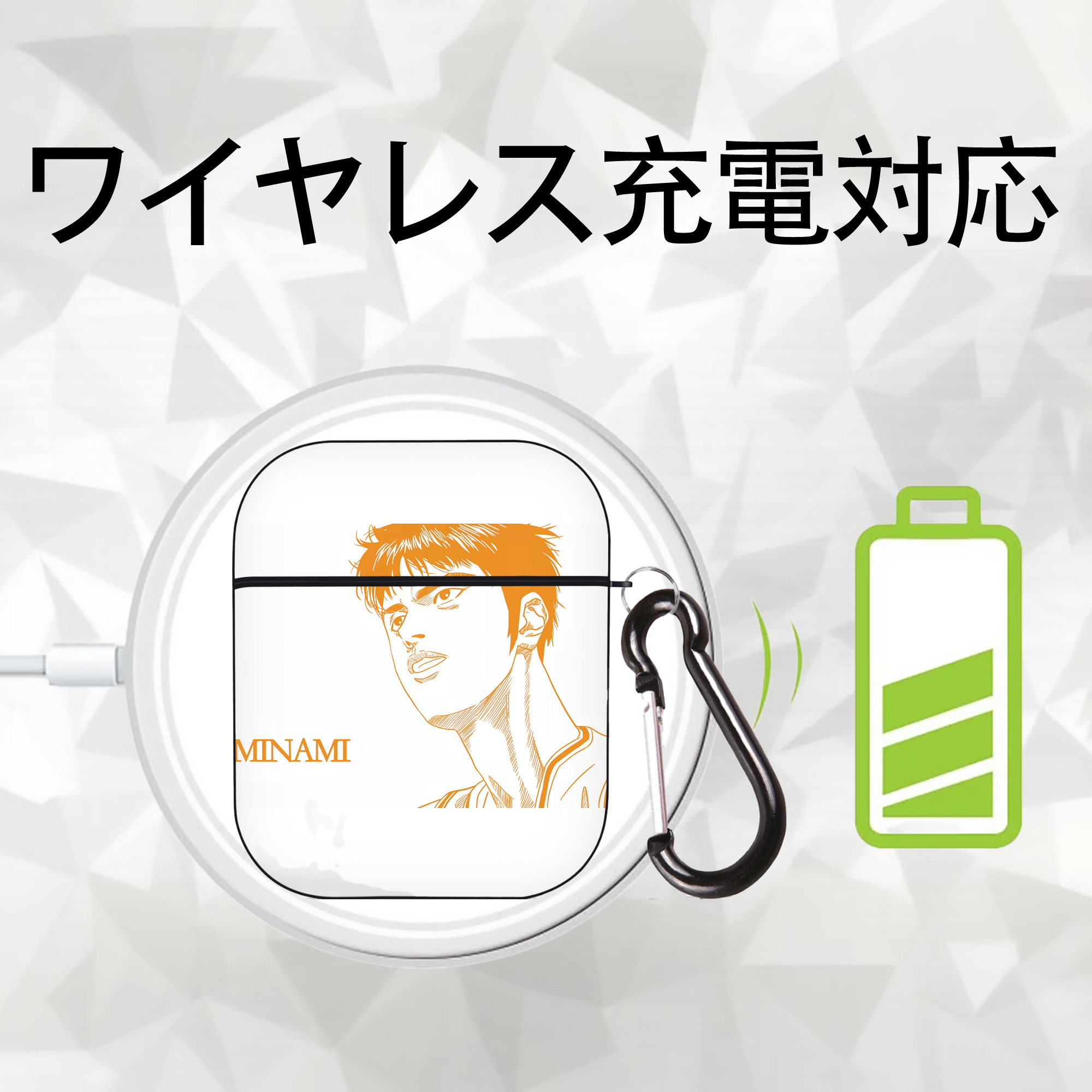 SLAM DUNK／スラムダンク AirPods 第2世代保護ケース ハードシェル ブラック 耐衝撃・防指紋・カラビナ付き