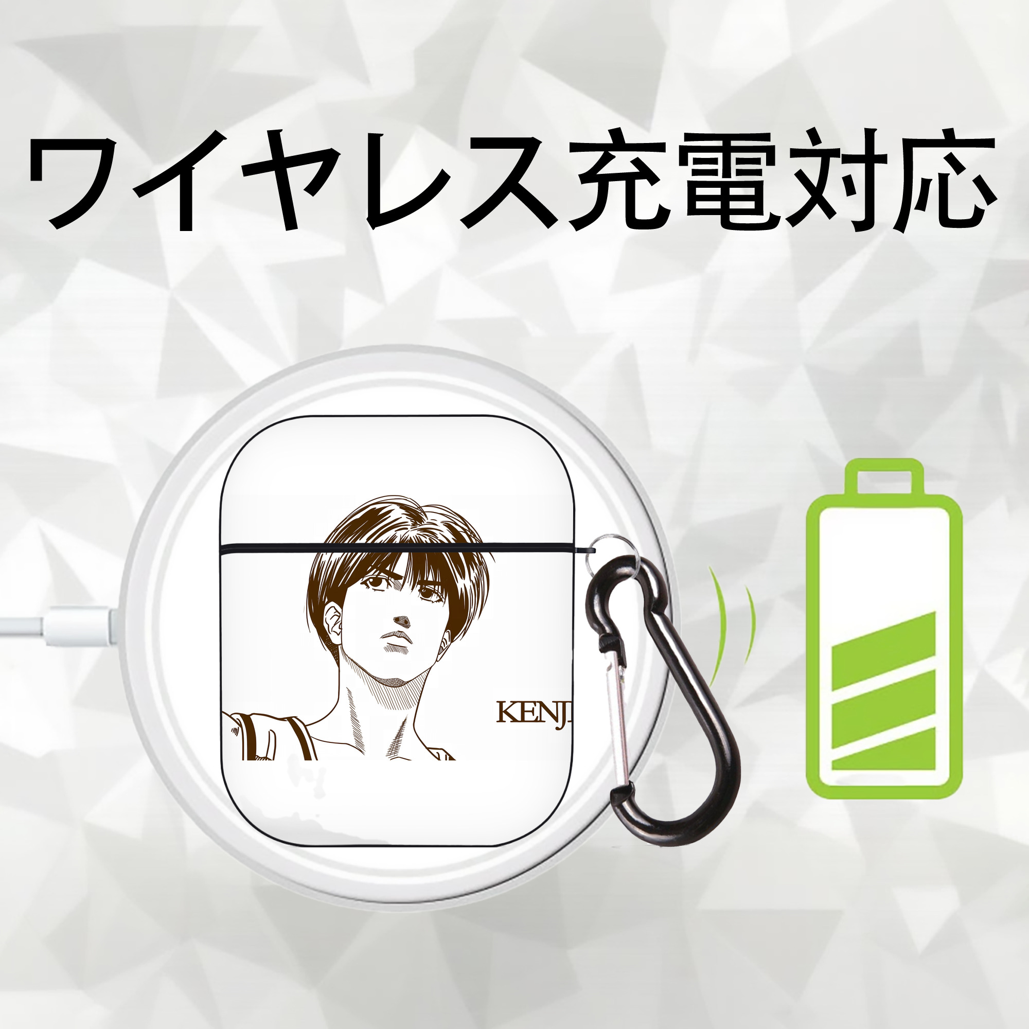SLAM DUNK／スラムダンク AirPods 第2世代保護ケース ハードシェル ブラック 耐衝撃・防指紋・カラビナ付き