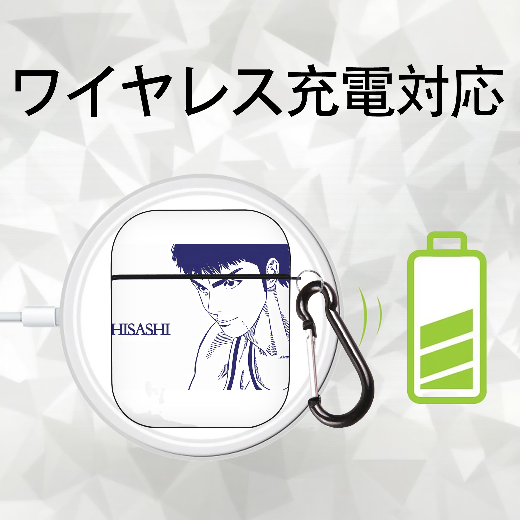 SLAM DUNK／スラムダンク AirPods 第2世代保護ケース ハードシェル ブラック 耐衝撃・防指紋・カラビナ付き