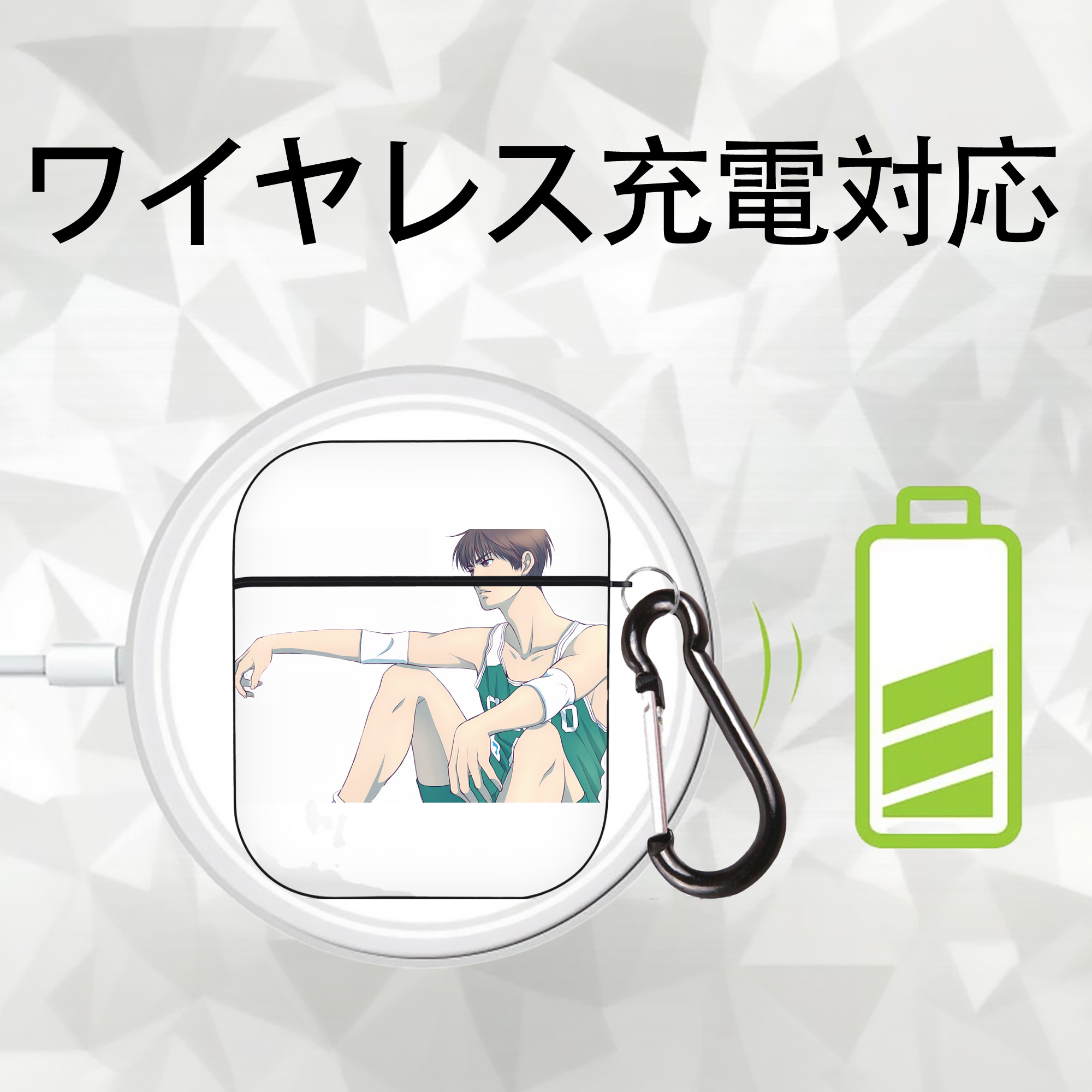 SLAM DUNK／スラムダンク AirPods 第2世代保護ケース ハードシェル ブラック 耐衝撃・防指紋・カラビナ付き