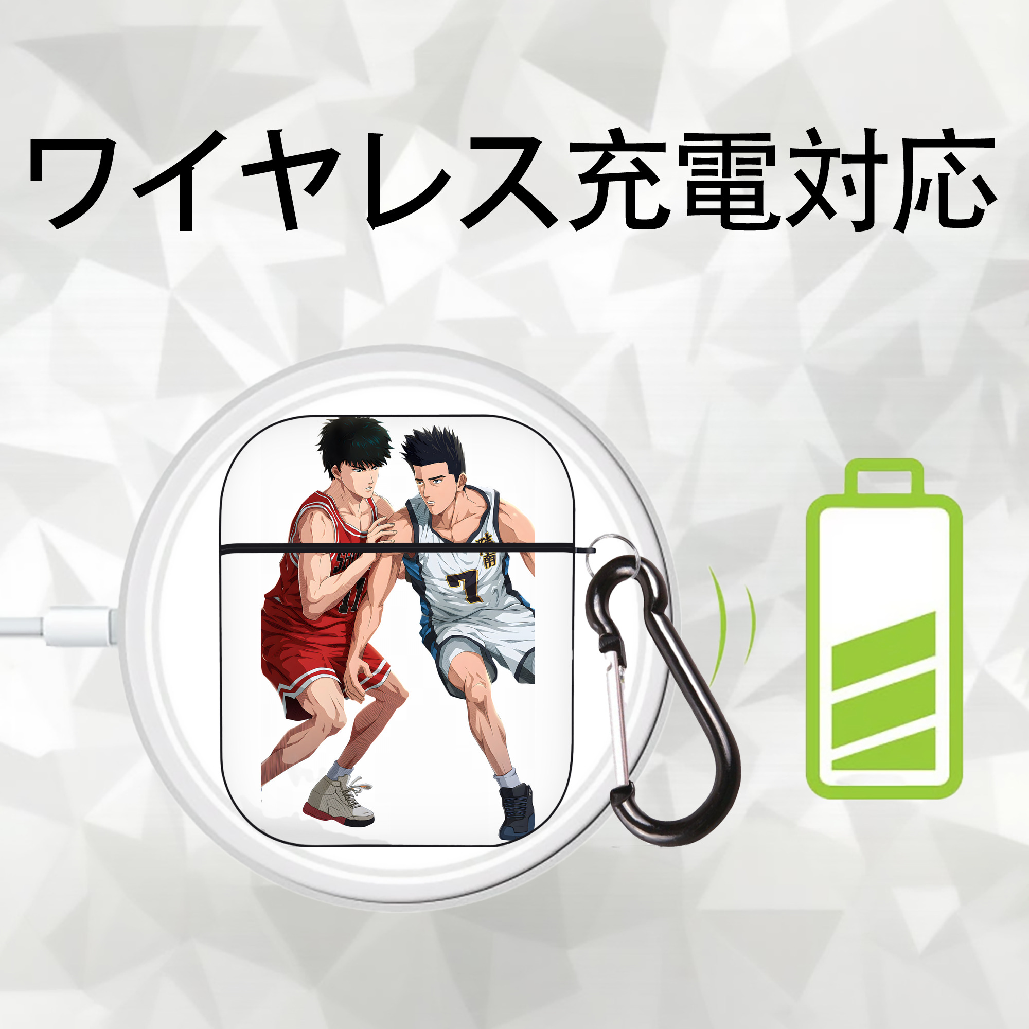 SLAM DUNK／スラムダンク AirPods 第2世代保護ケース ハードシェル ブラック 耐衝撃・防指紋・カラビナ付き