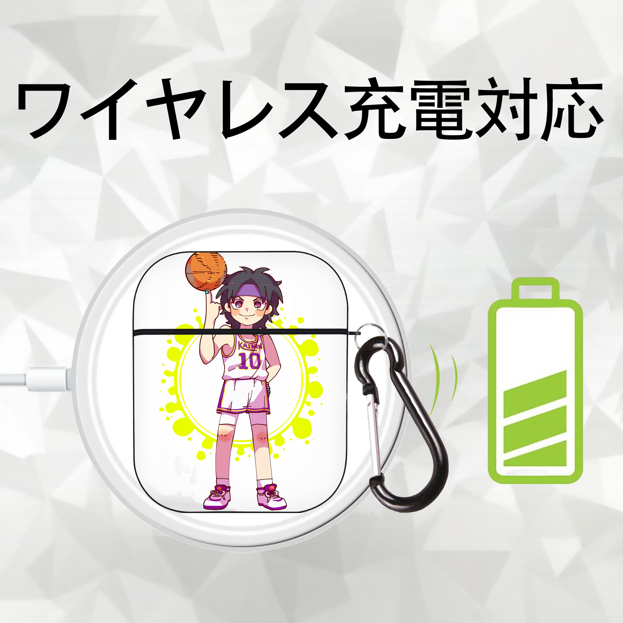 SLAM DUNK／スラムダンク AirPods 第2世代保護ケース ハードシェル ブラック 耐衝撃・防指紋・カラビナ付き
