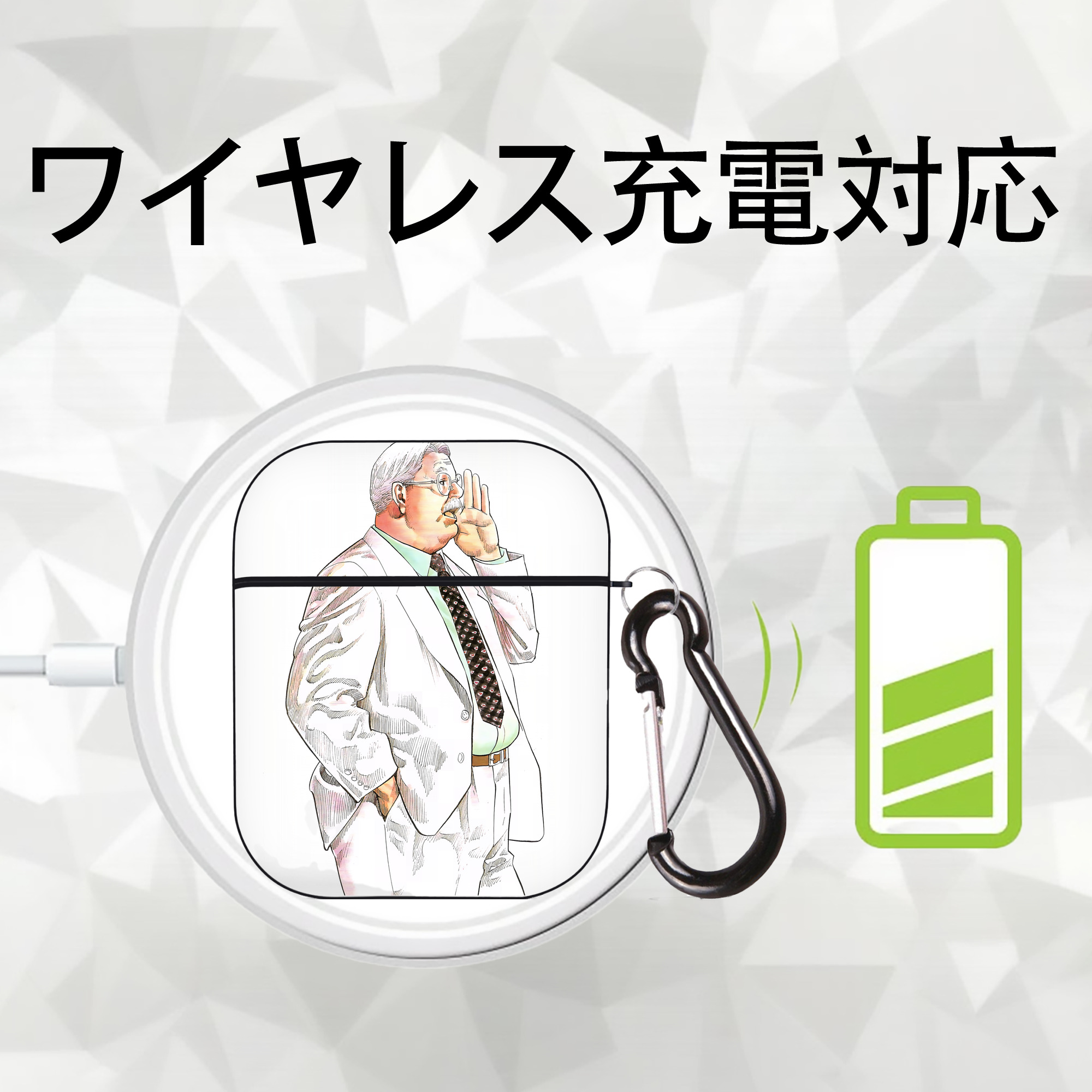 SLAM DUNK／スラムダンク AirPods 第2世代保護ケース ハードシェル ブラック 耐衝撃・防指紋・カラビナ付き