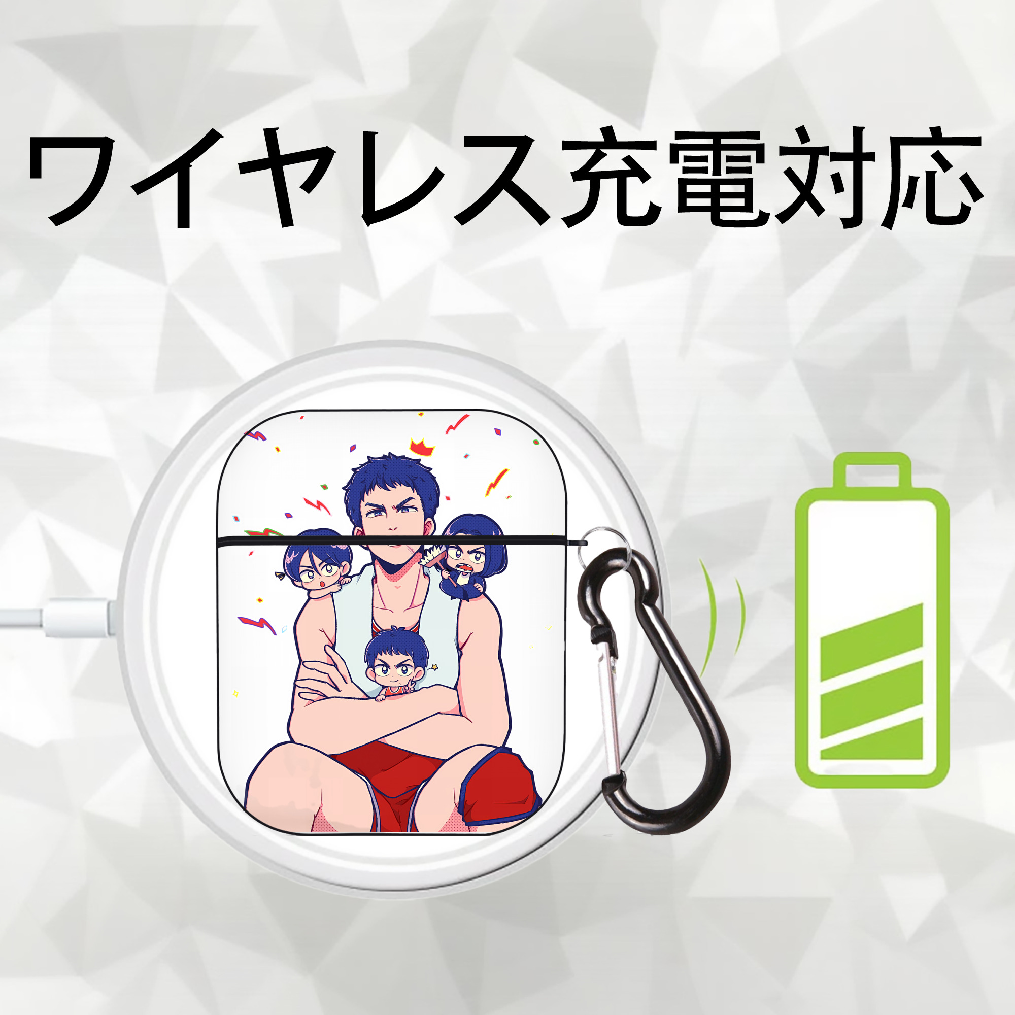 SLAM DUNK／スラムダンク AirPods 第2世代保護ケース ハードシェル ブラック 耐衝撃・防指紋・カラビナ付き