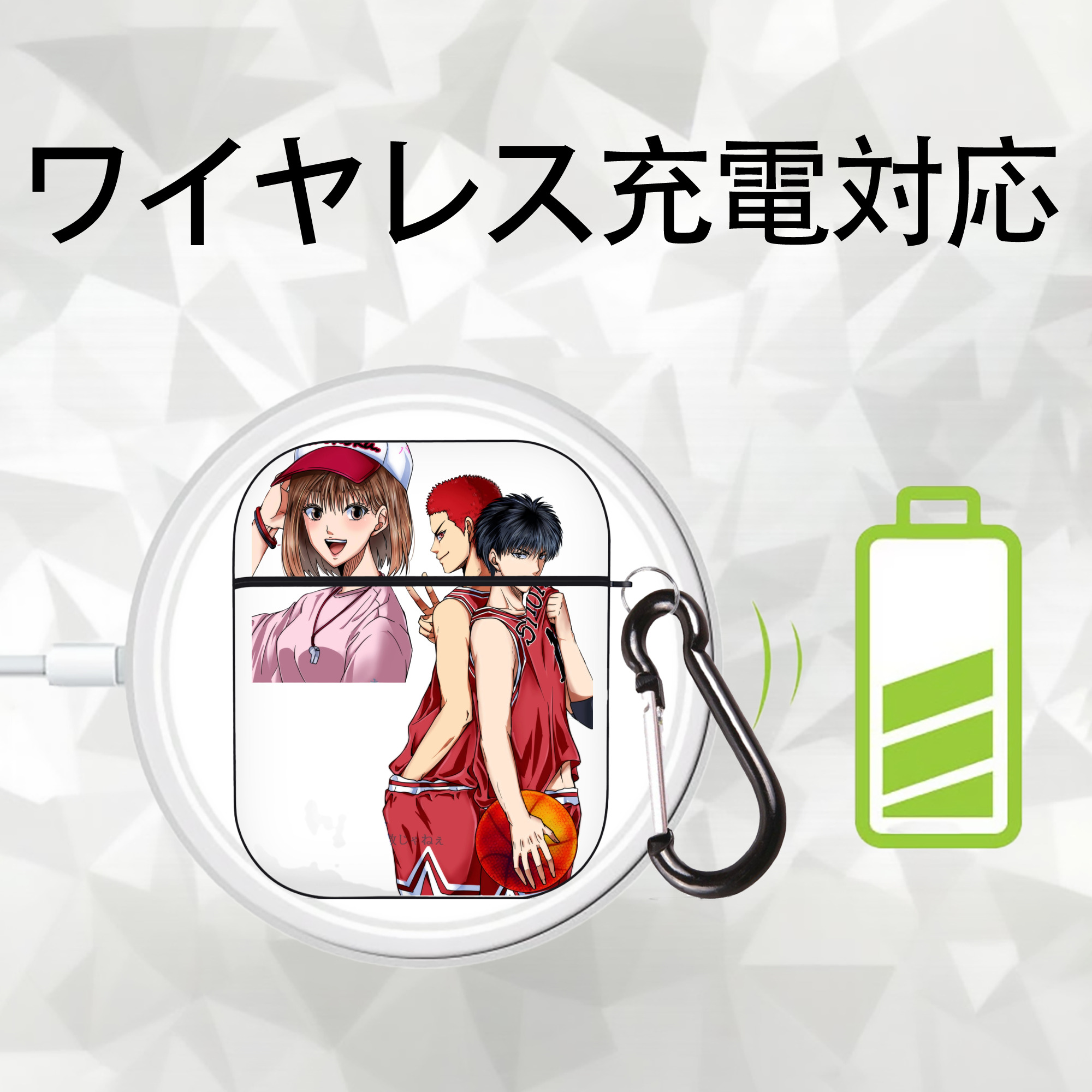 SLAM DUNK／スラムダンク AirPods 第2世代保護ケース ハードシェル ブラック 耐衝撃・防指紋・カラビナ付き