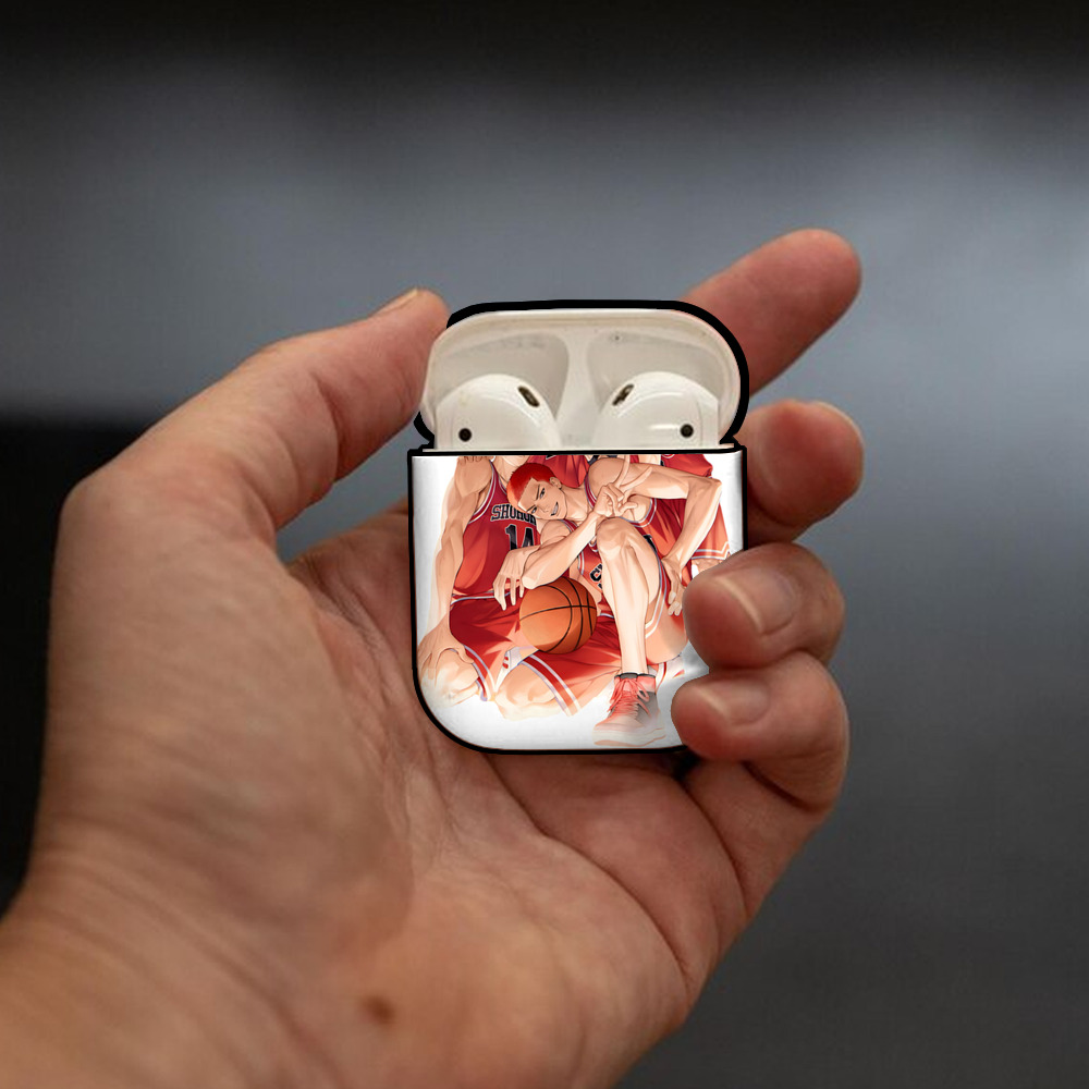 SLAM DUNK／スラムダンク AirPods 第2世代保護ケース ハードシェル ブラック 耐衝撃・防指紋・カラビナ付き