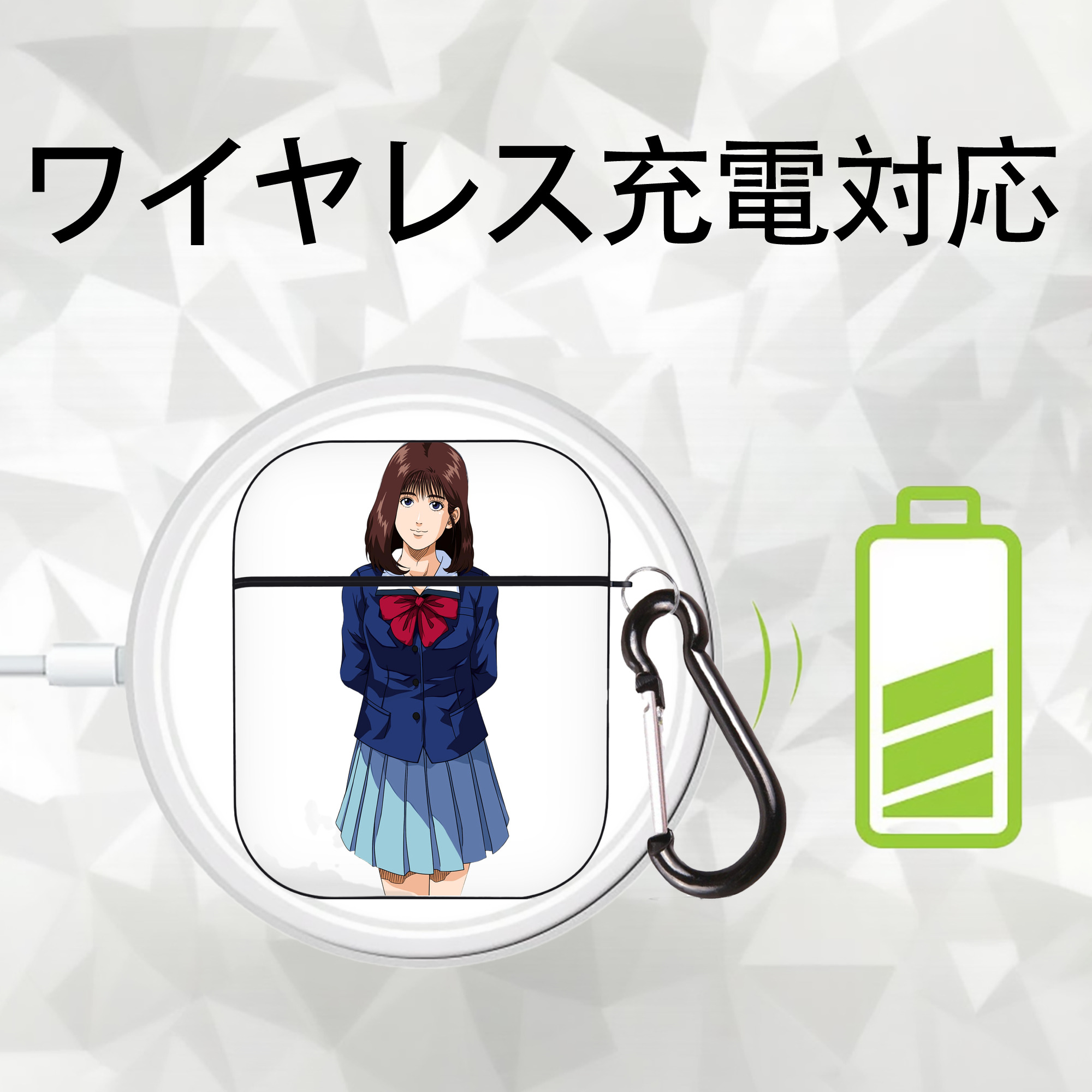 SLAM DUNK／スラムダンク AirPods 第2世代保護ケース ハードシェル ブラック 耐衝撃・防指紋・カラビナ付き