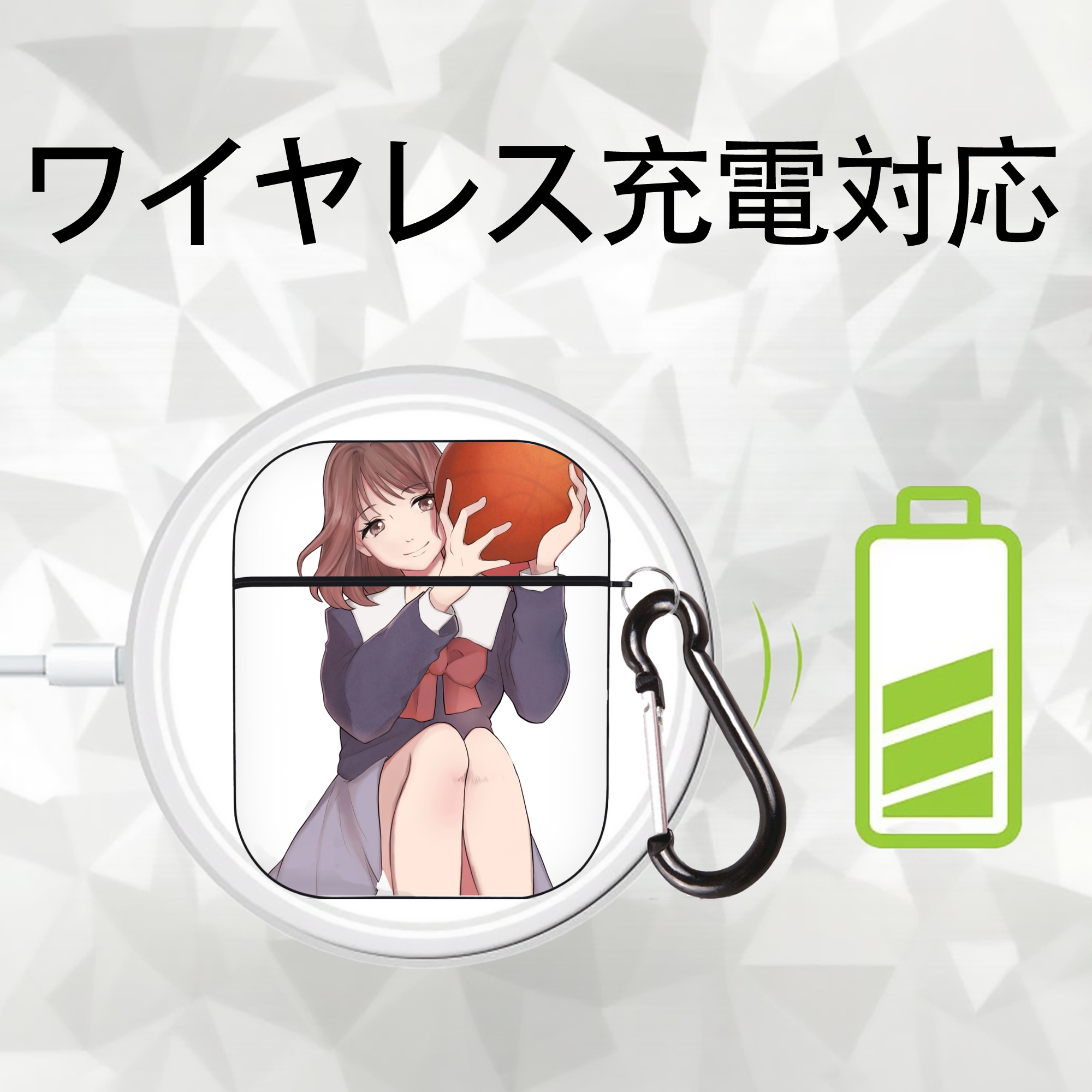 SLAM DUNK／スラムダンク AirPods 第2世代保護ケース ハードシェル ブラック 耐衝撃・防指紋・カラビナ付き