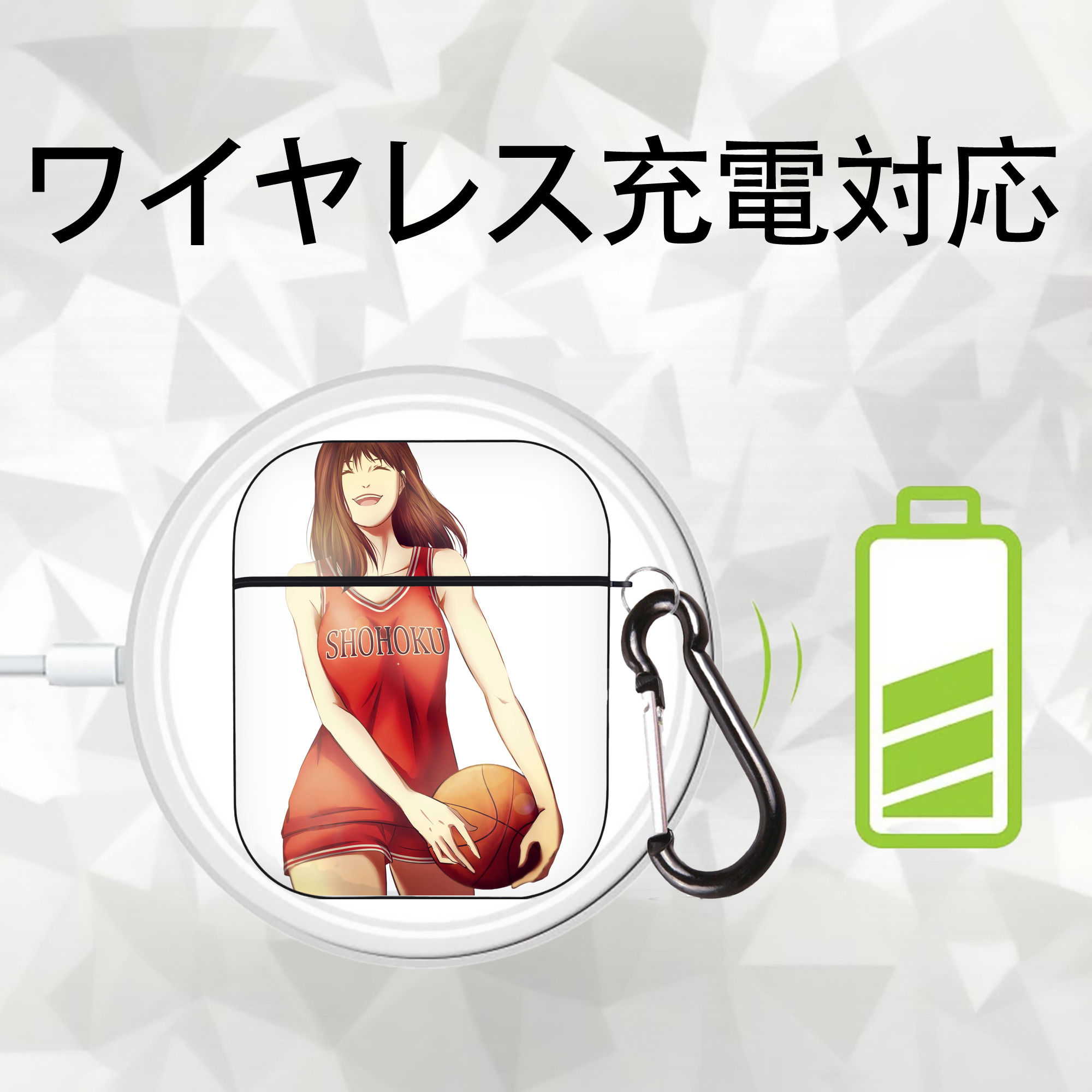 SLAM DUNK／スラムダンク AirPods 第2世代保護ケース ハードシェル ブラック 耐衝撃・防指紋・カラビナ付き