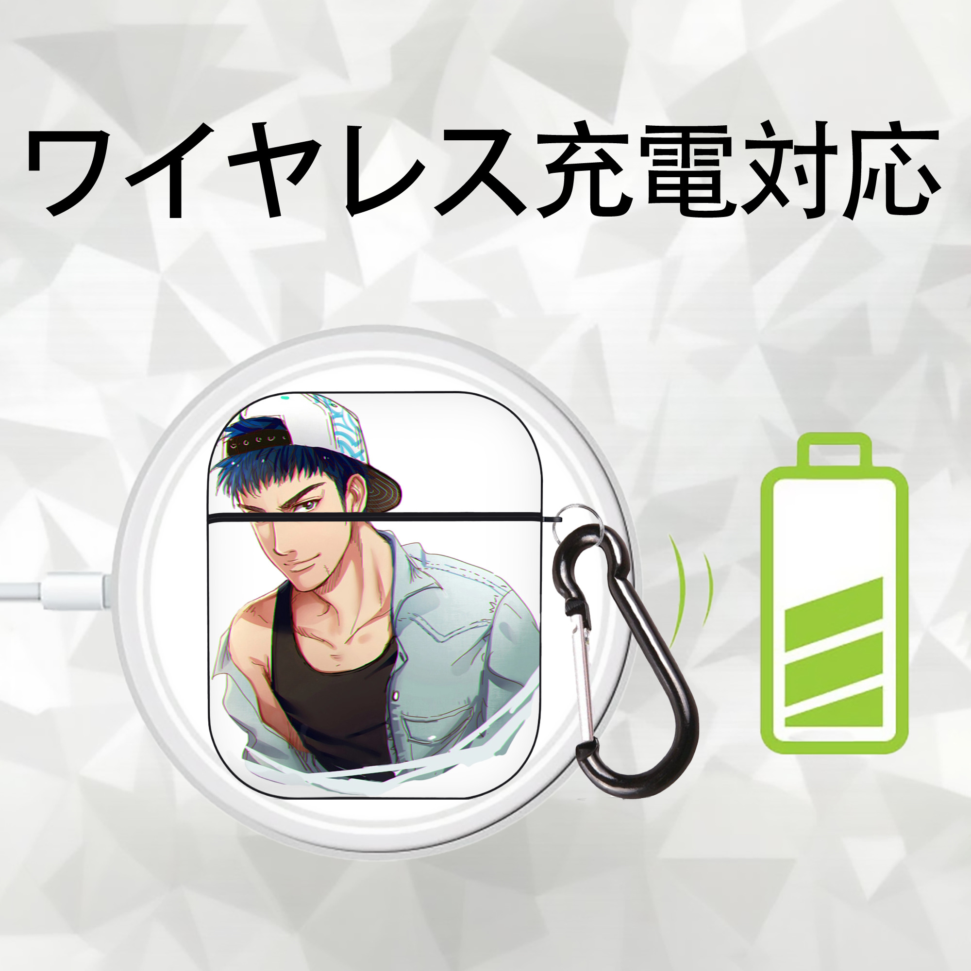 SLAM DUNK／スラムダンク AirPods 第2世代保護ケース ハードシェル ブラック 耐衝撃・防指紋・カラビナ付き
