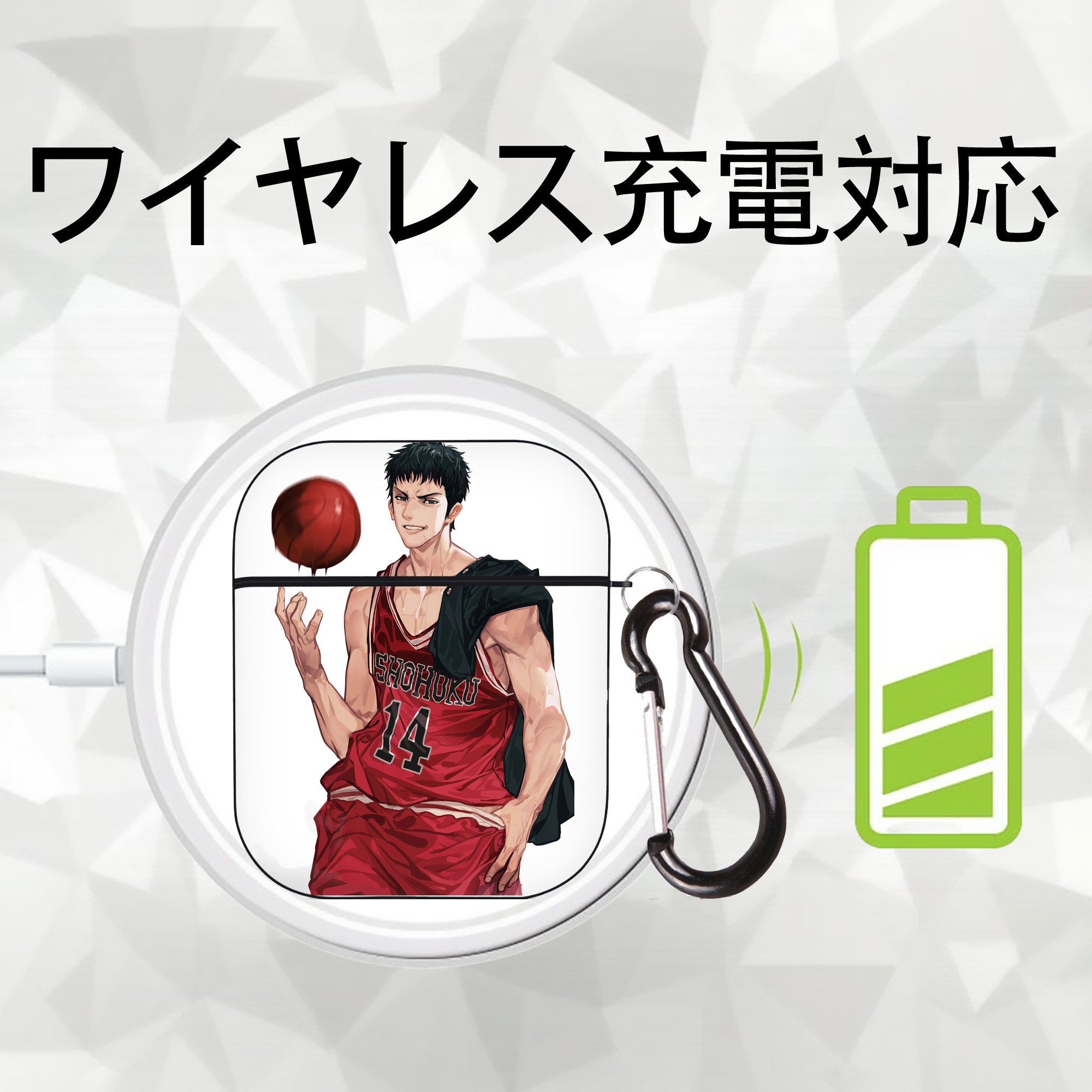 SLAM DUNK／スラムダンク AirPods 第2世代保護ケース ハードシェル ブラック 耐衝撃・防指紋・カラビナ付き