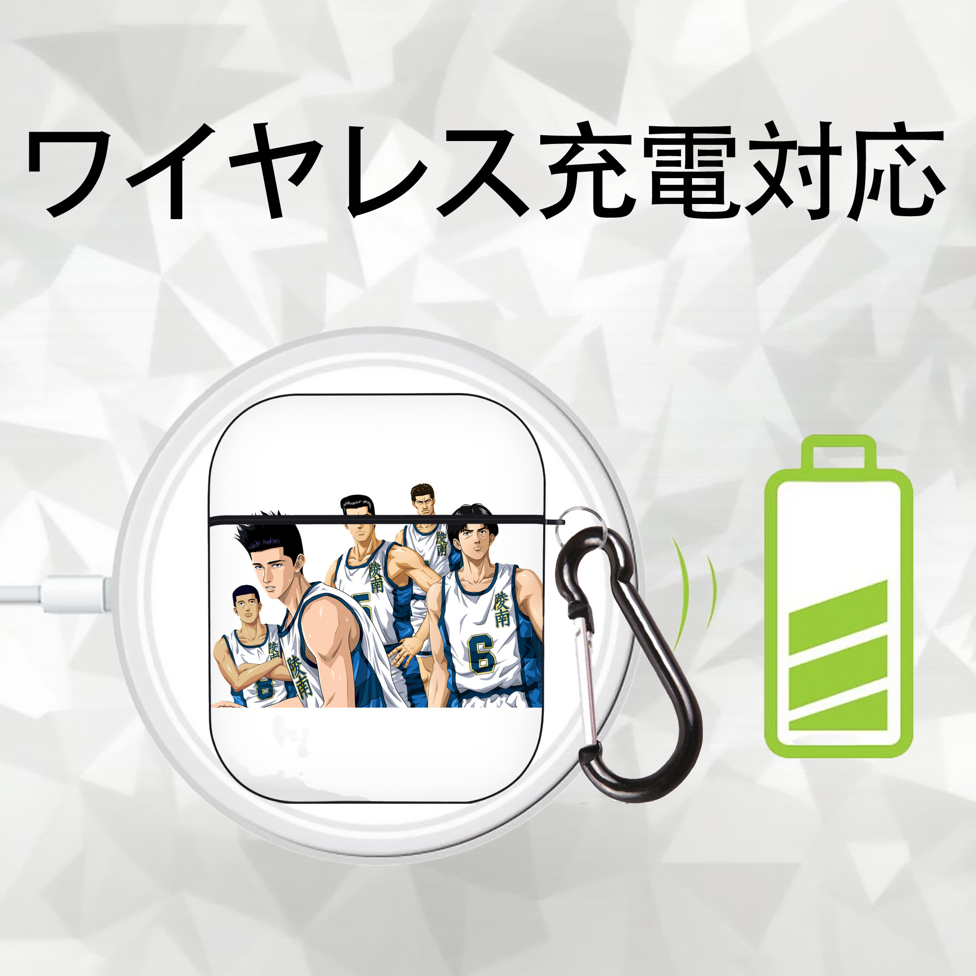 SLAM DUNK／スラムダンク AirPods 第2世代保護ケース ハードシェル ブラック 耐衝撃・防指紋・カラビナ付き