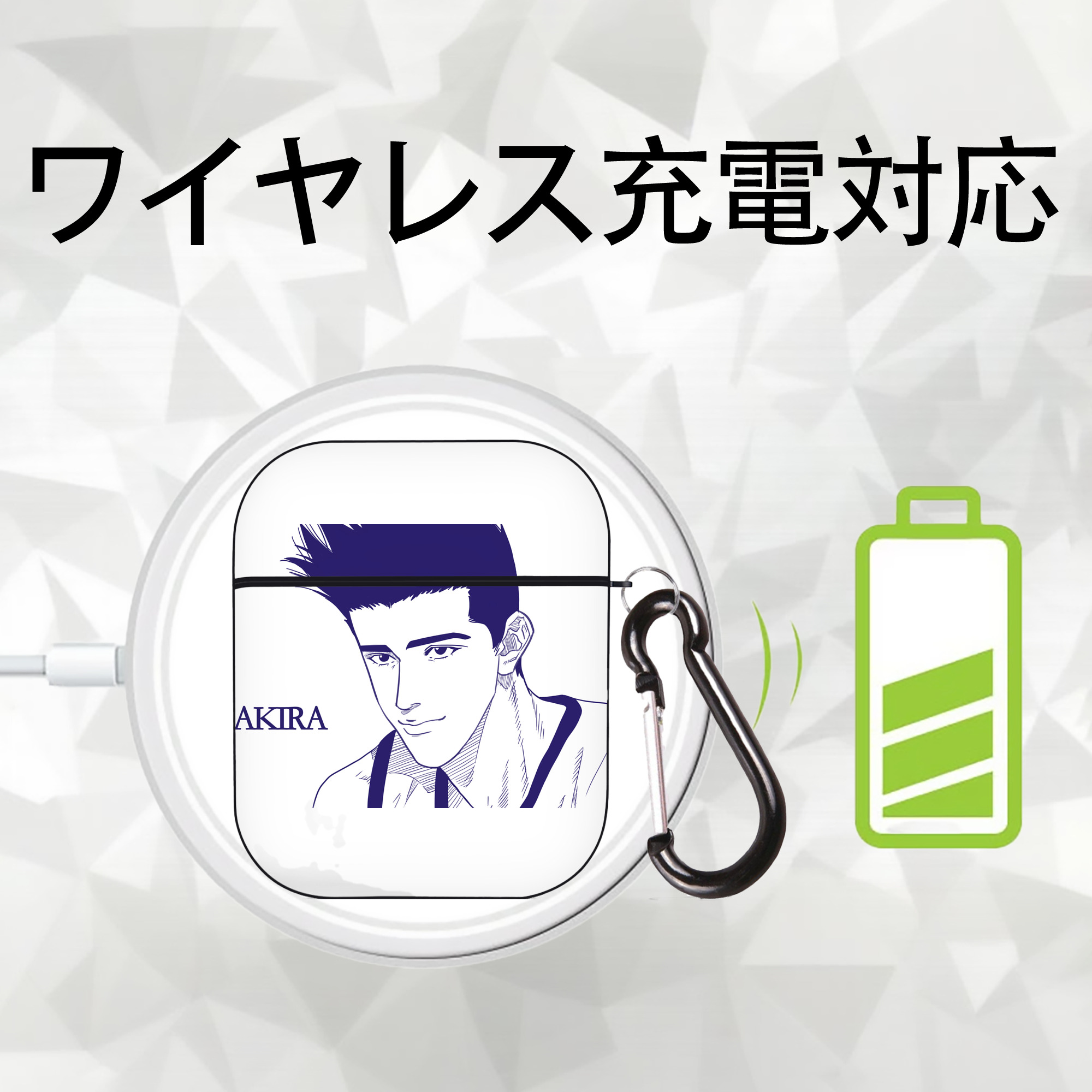 SLAM DUNK／スラムダンク AirPods 第2世代保護ケース ハードシェル ブラック 耐衝撃・防指紋・カラビナ付き