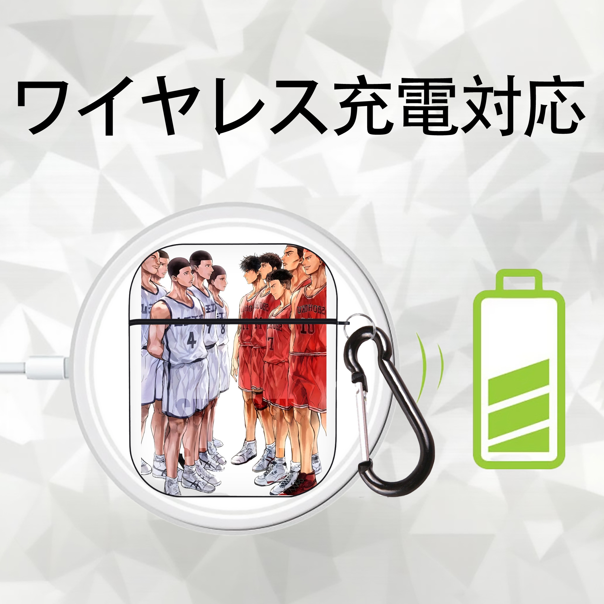 SLAM DUNK／スラムダンク AirPods 第2世代保護ケース ハードシェル ブラック 耐衝撃・防指紋・カラビナ付き