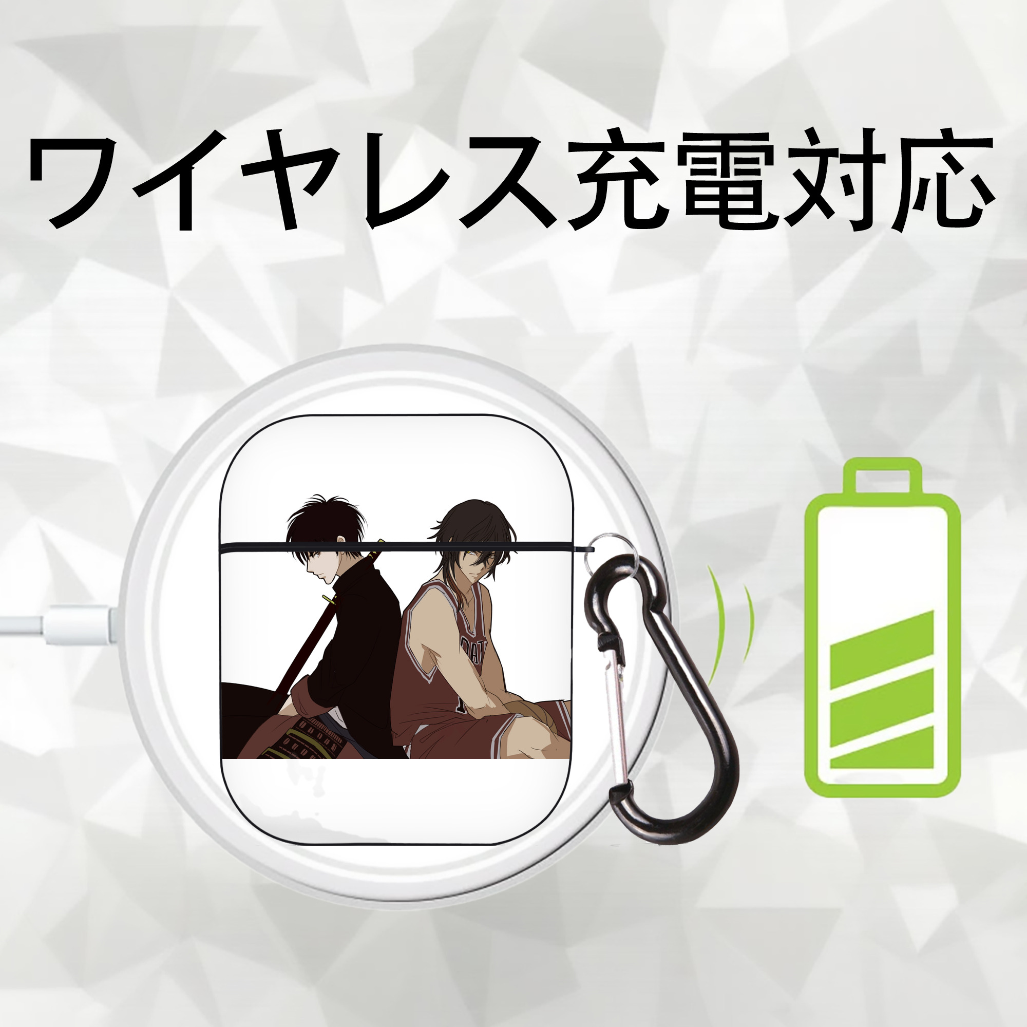 SLAM DUNK／スラムダンク AirPods 第2世代保護ケース ハードシェル ブラック 耐衝撃・防指紋・カラビナ付き