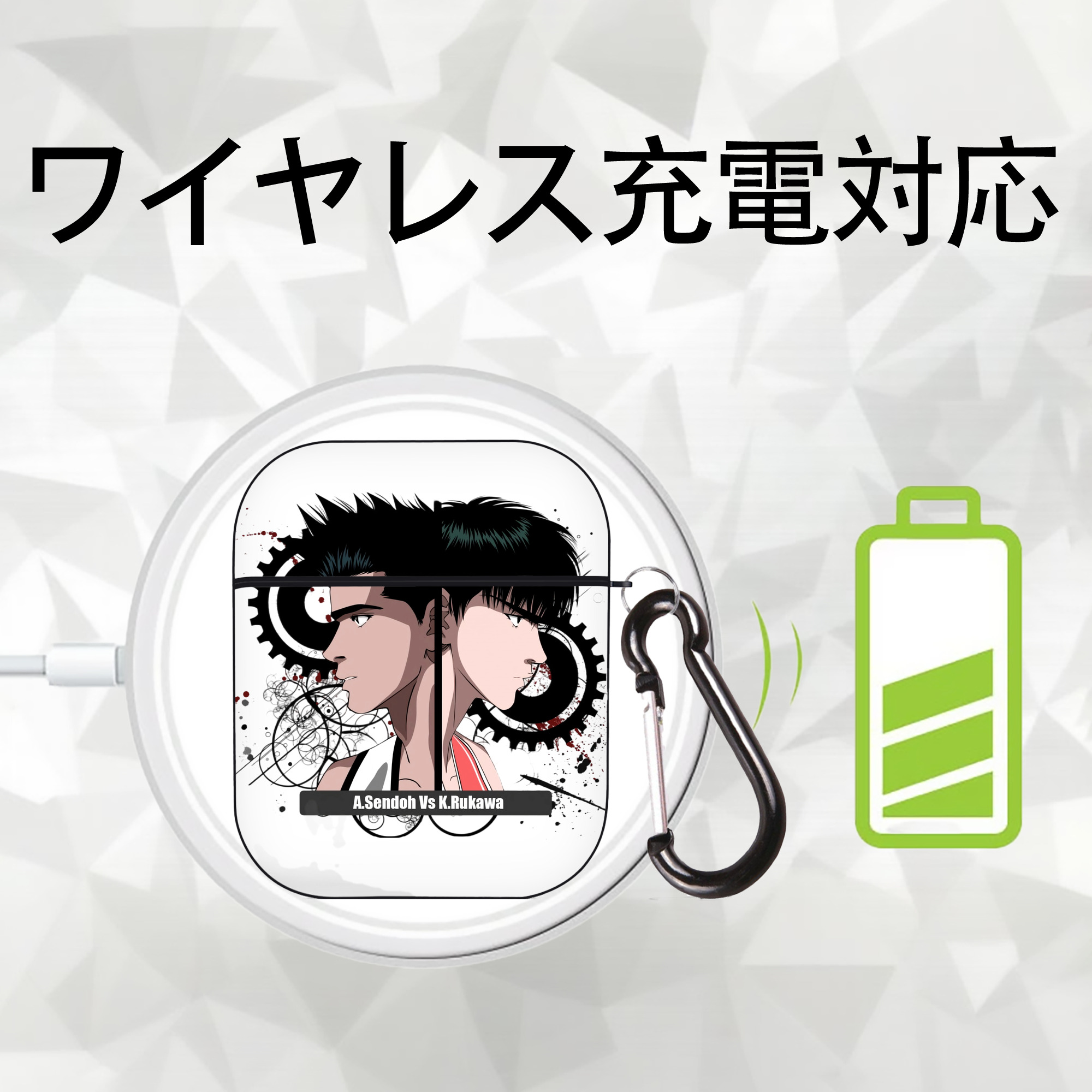 SLAM DUNK／スラムダンク AirPods 第2世代保護ケース ハードシェル ブラック 耐衝撃・防指紋・カラビナ付き