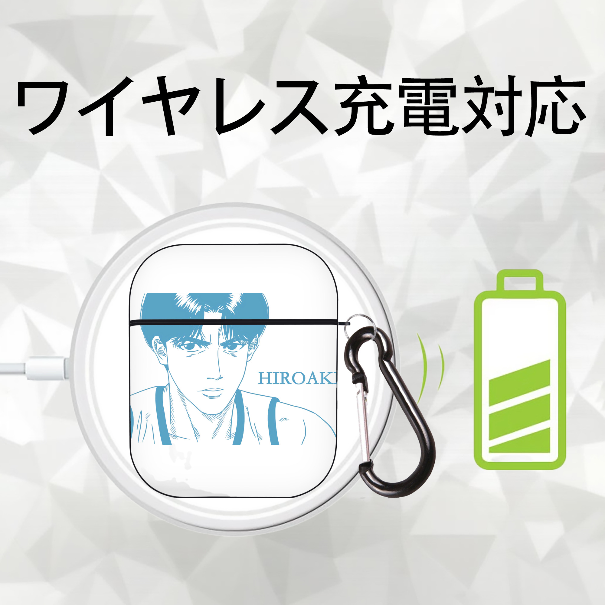 SLAM DUNK／スラムダンク AirPods 第2世代保護ケース ハードシェル ブラック 耐衝撃・防指紋・カラビナ付き