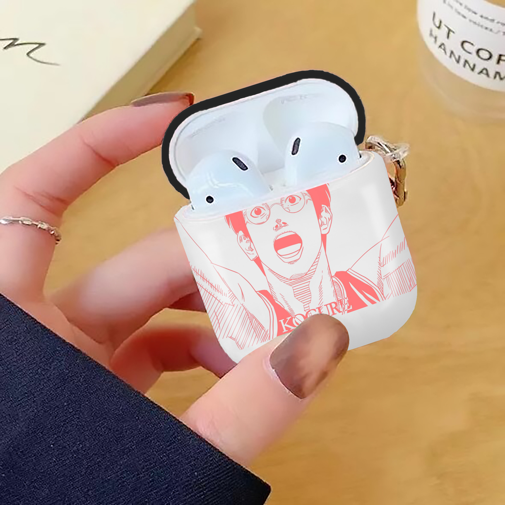 SLAM DUNK／スラムダンク AirPods 第2世代保護ケース ハードシェル ブラック 耐衝撃・防指紋・カラビナ付き