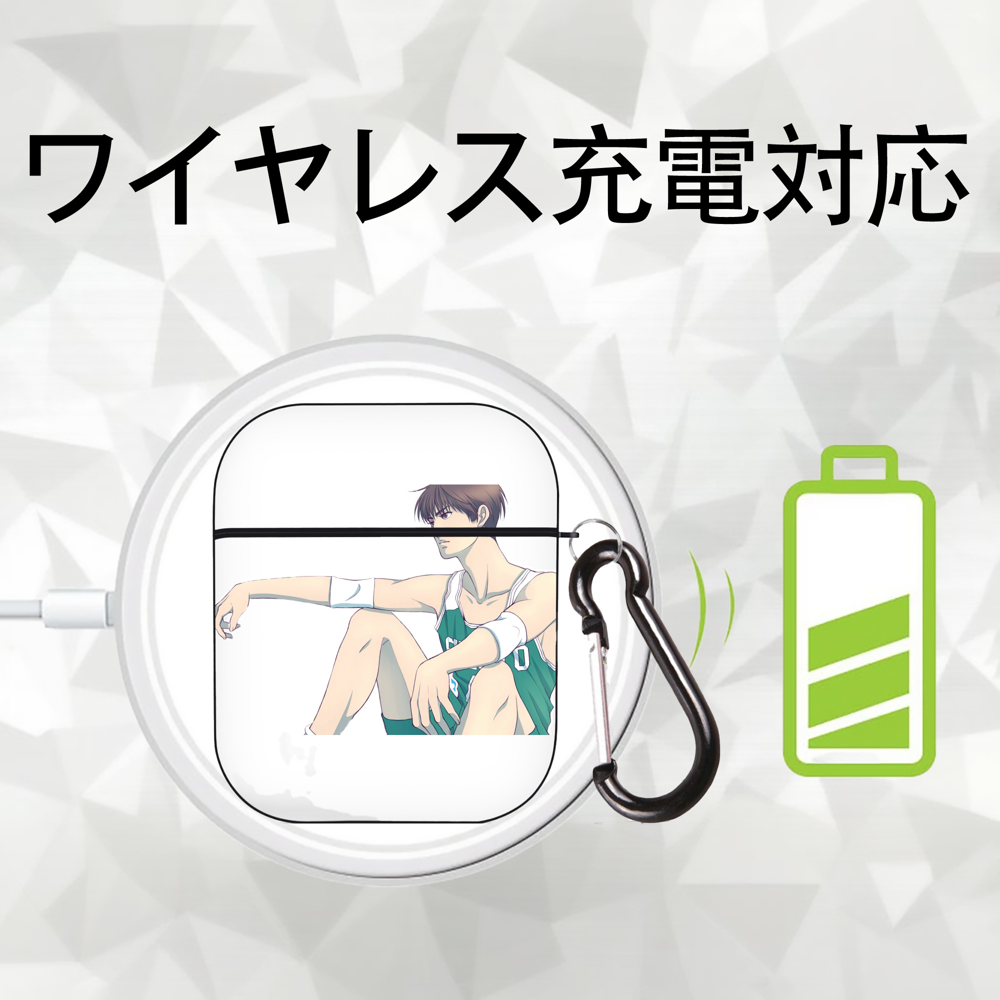 SLAM DUNK／スラムダンク AirPods 第2世代保護ケース ハードシェル ブラック 耐衝撃・防指紋・カラビナ付き