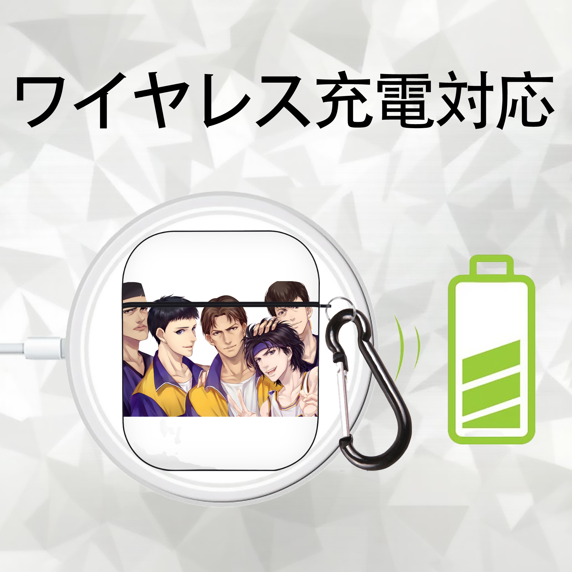SLAM DUNK／スラムダンク AirPods 第2世代保護ケース ハードシェル ブラック 耐衝撃・防指紋・カラビナ付き