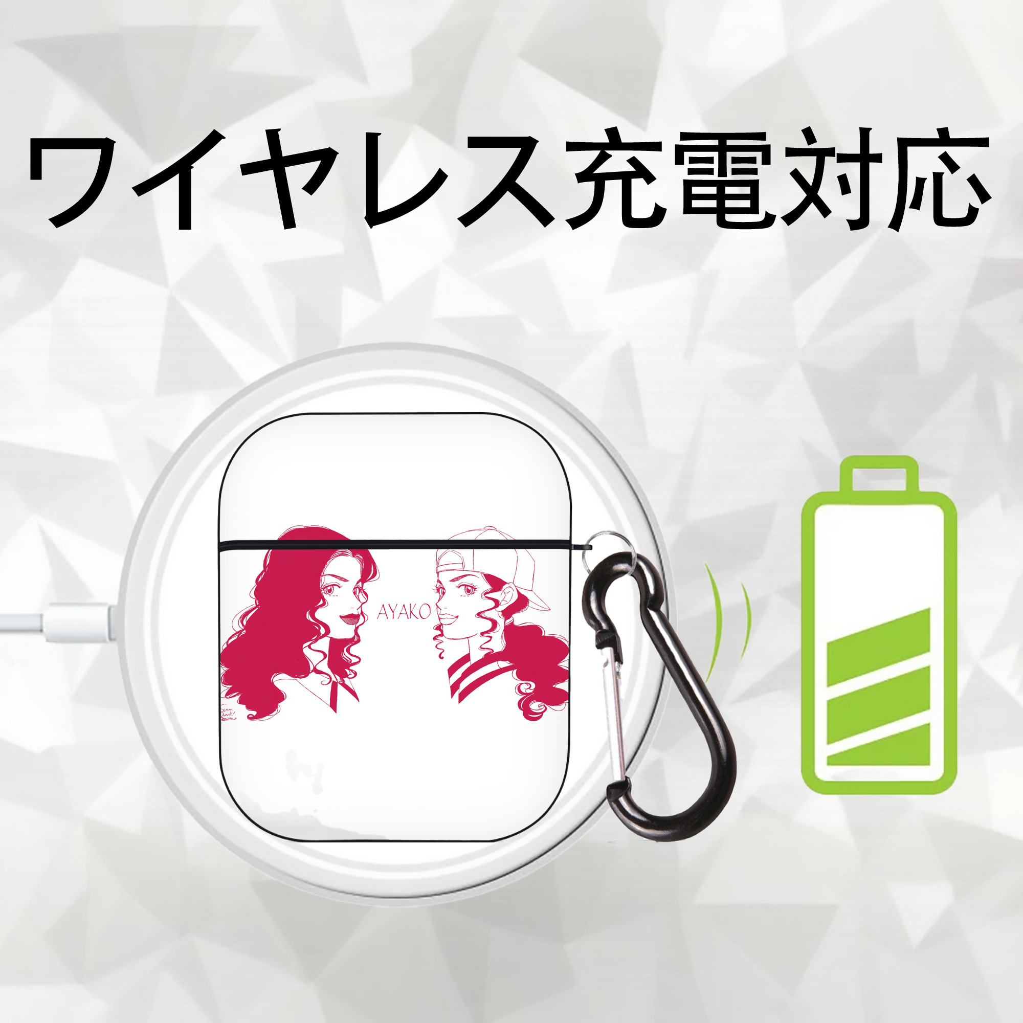 SLAM DUNK／スラムダンク AirPods 第2世代保護ケース ハードシェル ブラック 耐衝撃・防指紋・カラビナ付き