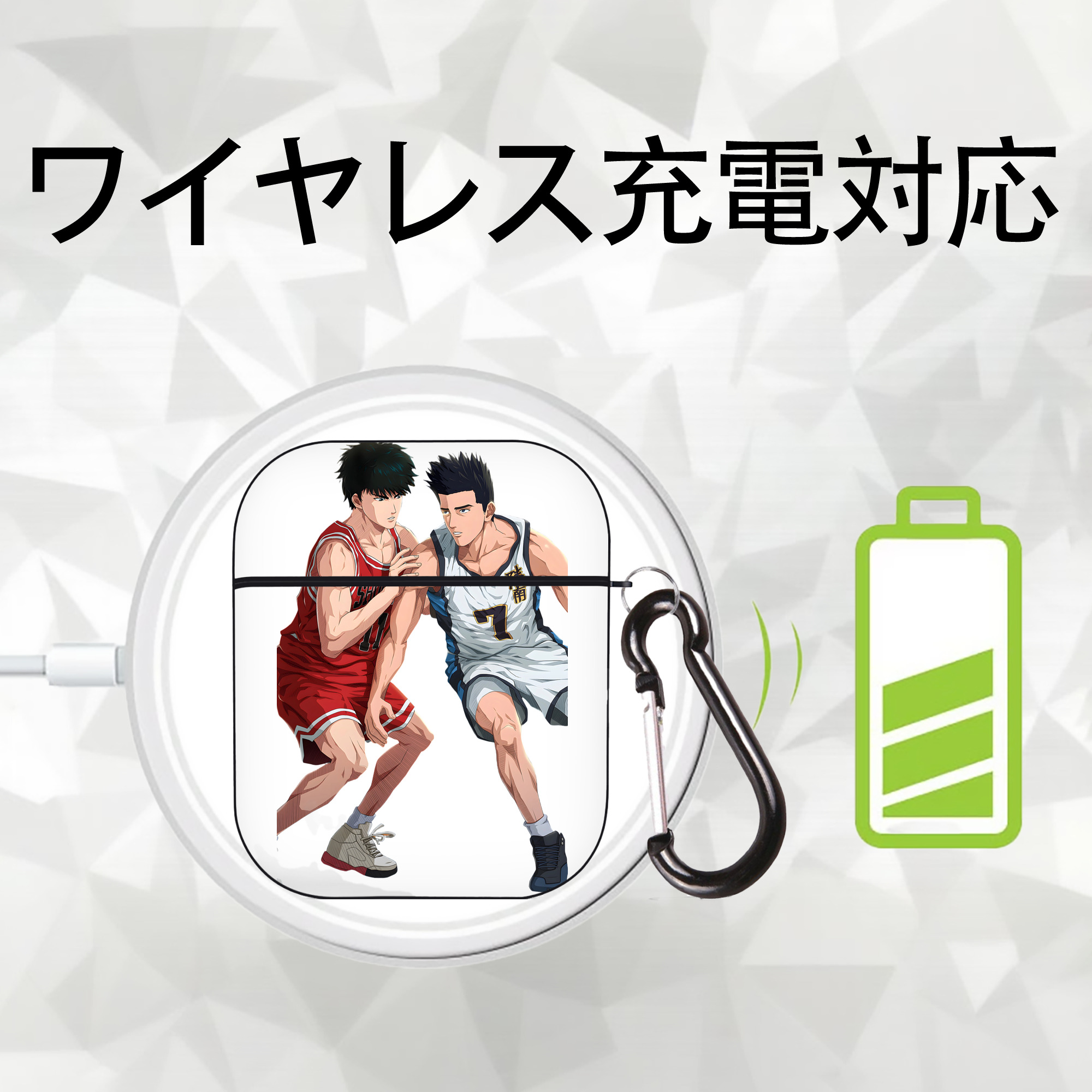 SLAM DUNK／スラムダンク AirPods 第2世代保護ケース ハードシェル ブラック 耐衝撃・防指紋・カラビナ付き